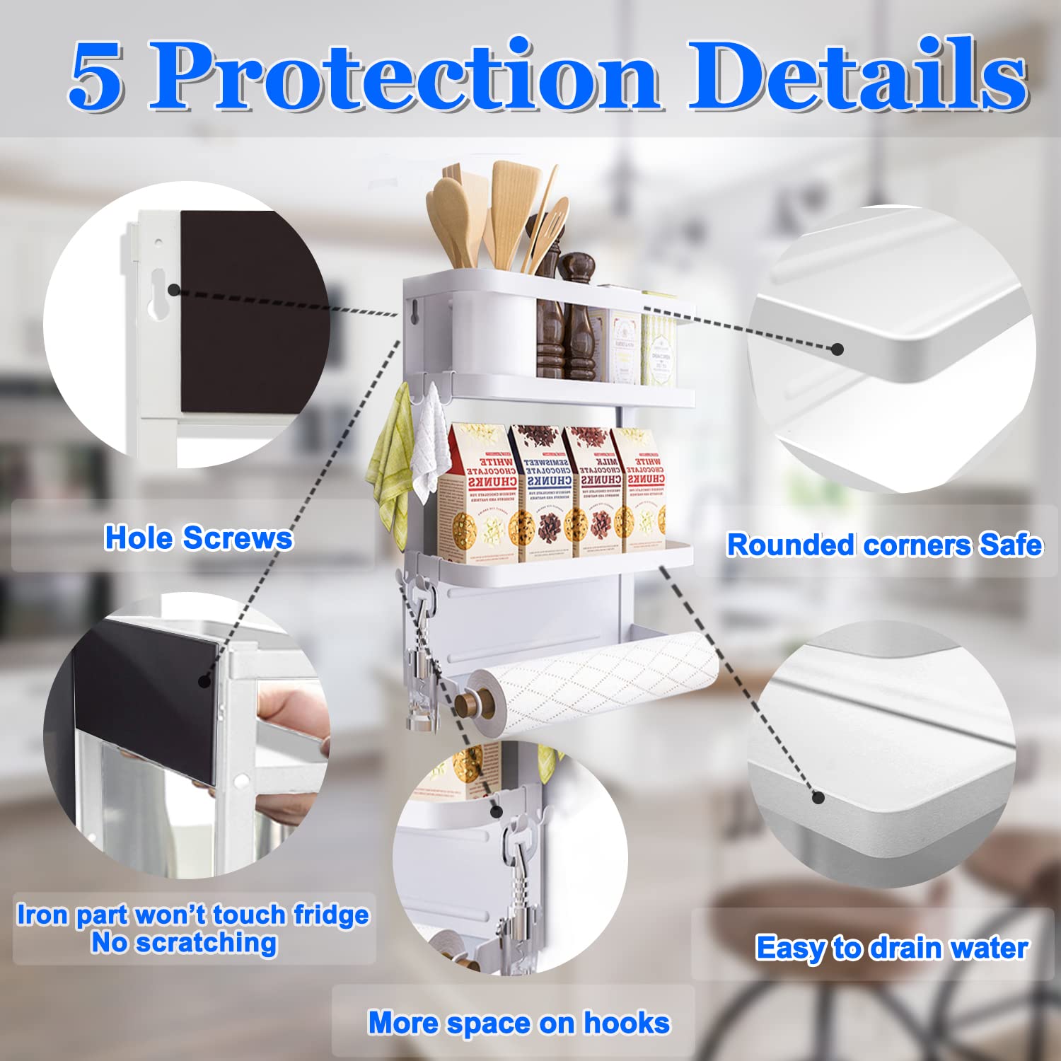 Dr.BeTree Magnetic Paper Towel Holder,Magnetic Spice Rack Magnetic Spice Rack for Refrigerator Magnetic Shelf Fridge Magnet Orga