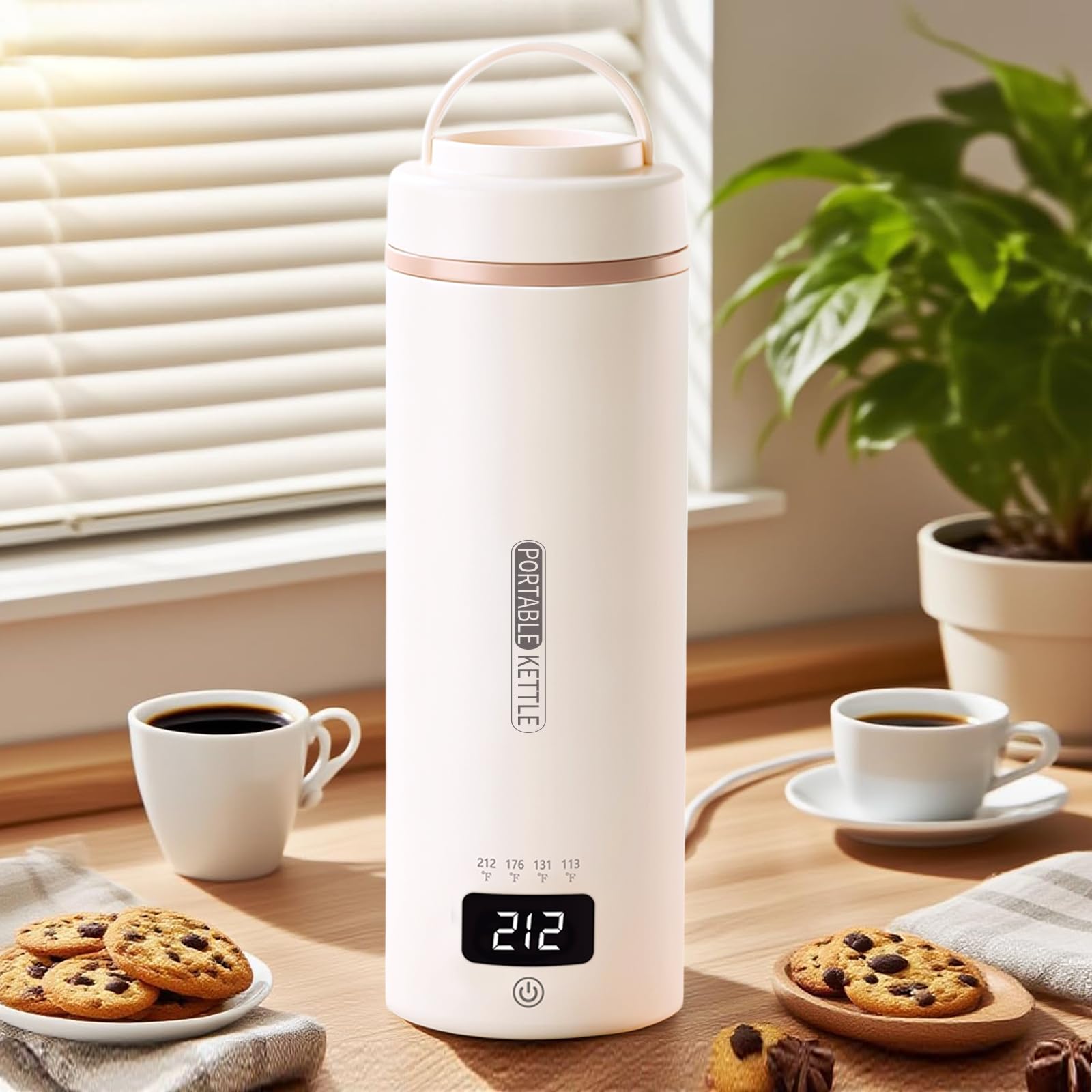 Travel Kettle, Portable Electric Kettle for 4 Temperature Controls, Cream