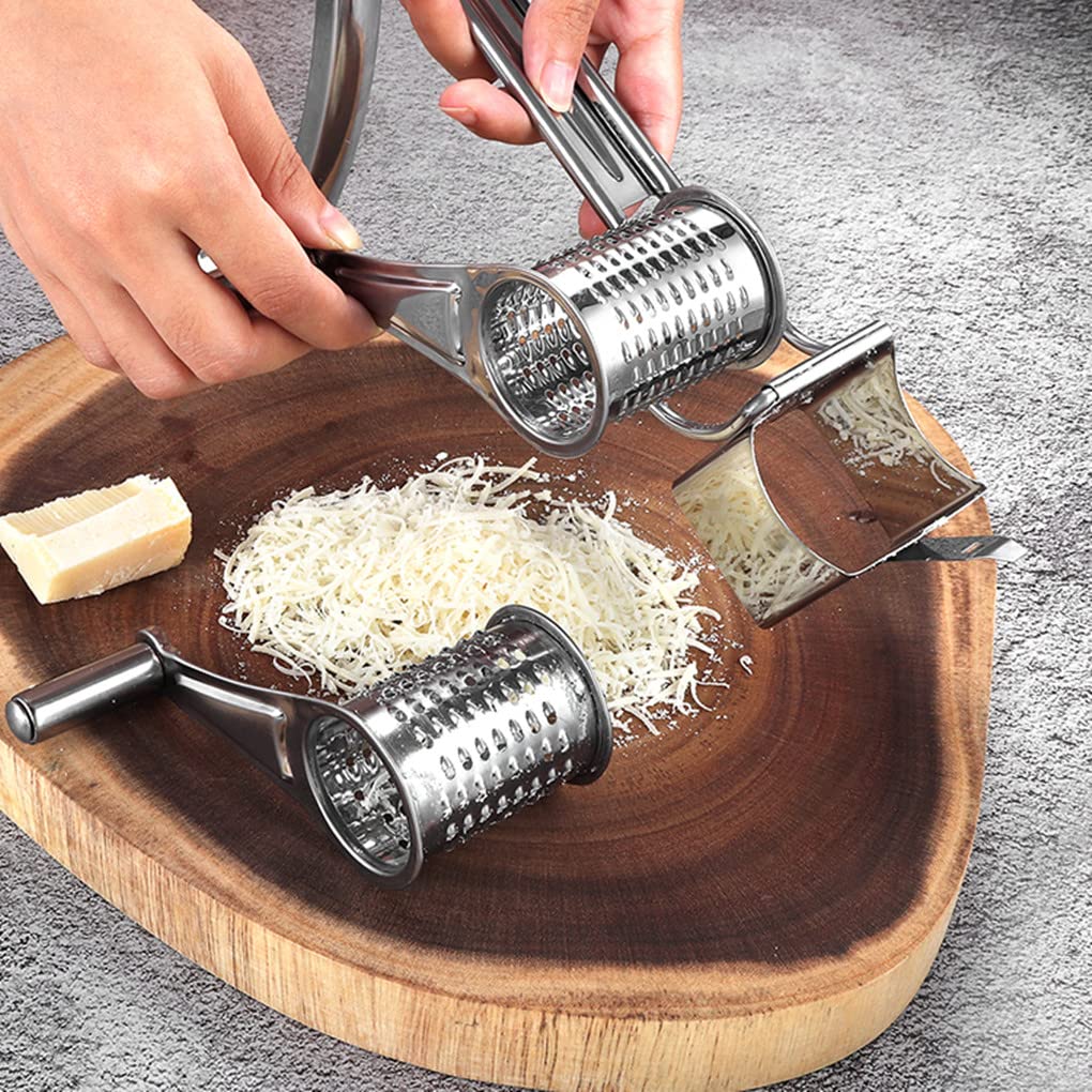 Kitchen Tools Hand Crank Shredder Butter Cheese Grater, Stainless Steel Rotary Grater Handheld Rotary Cheese Grater With 4 Stain