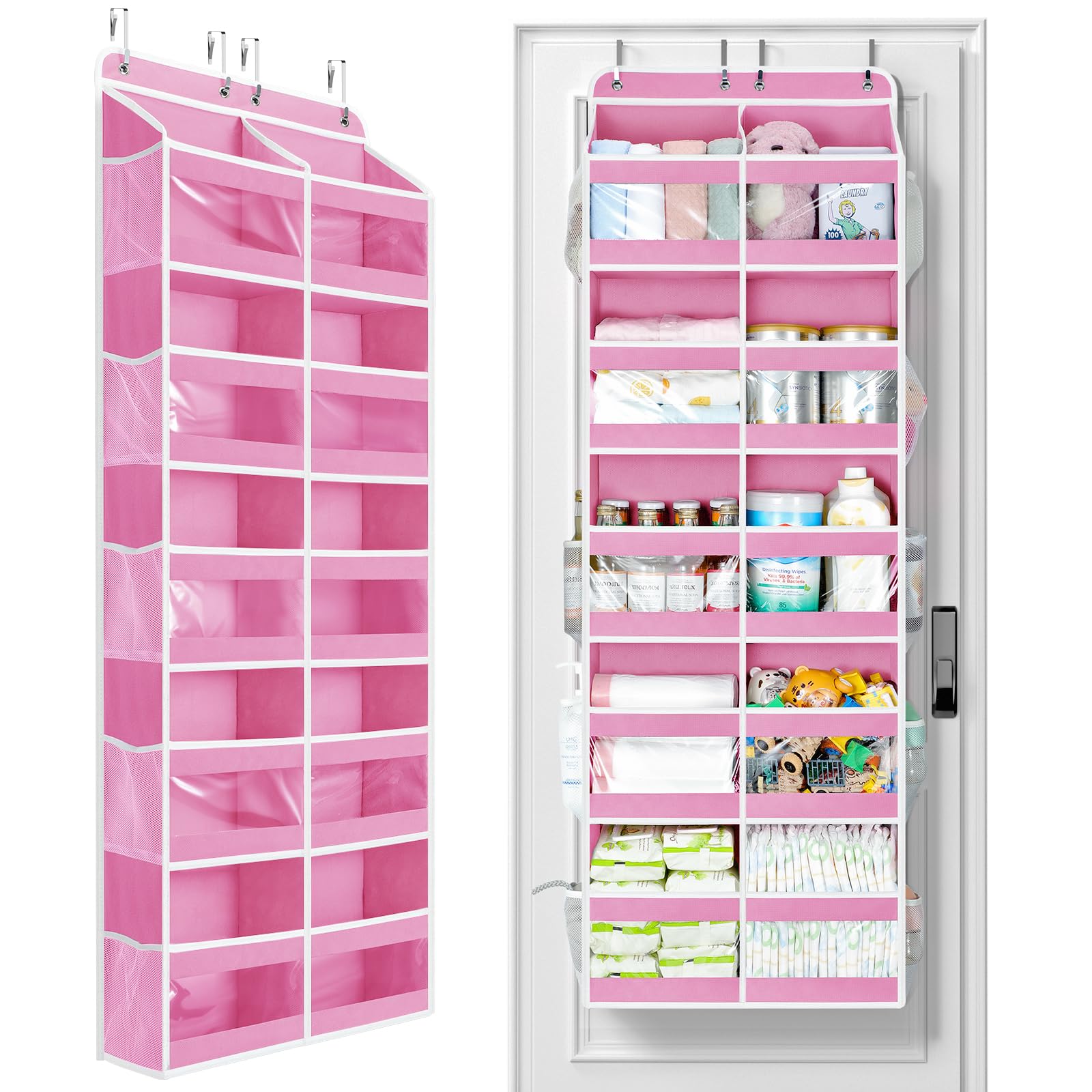 Yecaye 5-Tier Over The Door Organizer Dual-Column, 80lbs Load Stuffed Animal Storage of 10 Compartments, Heavy Duty Door Organiz