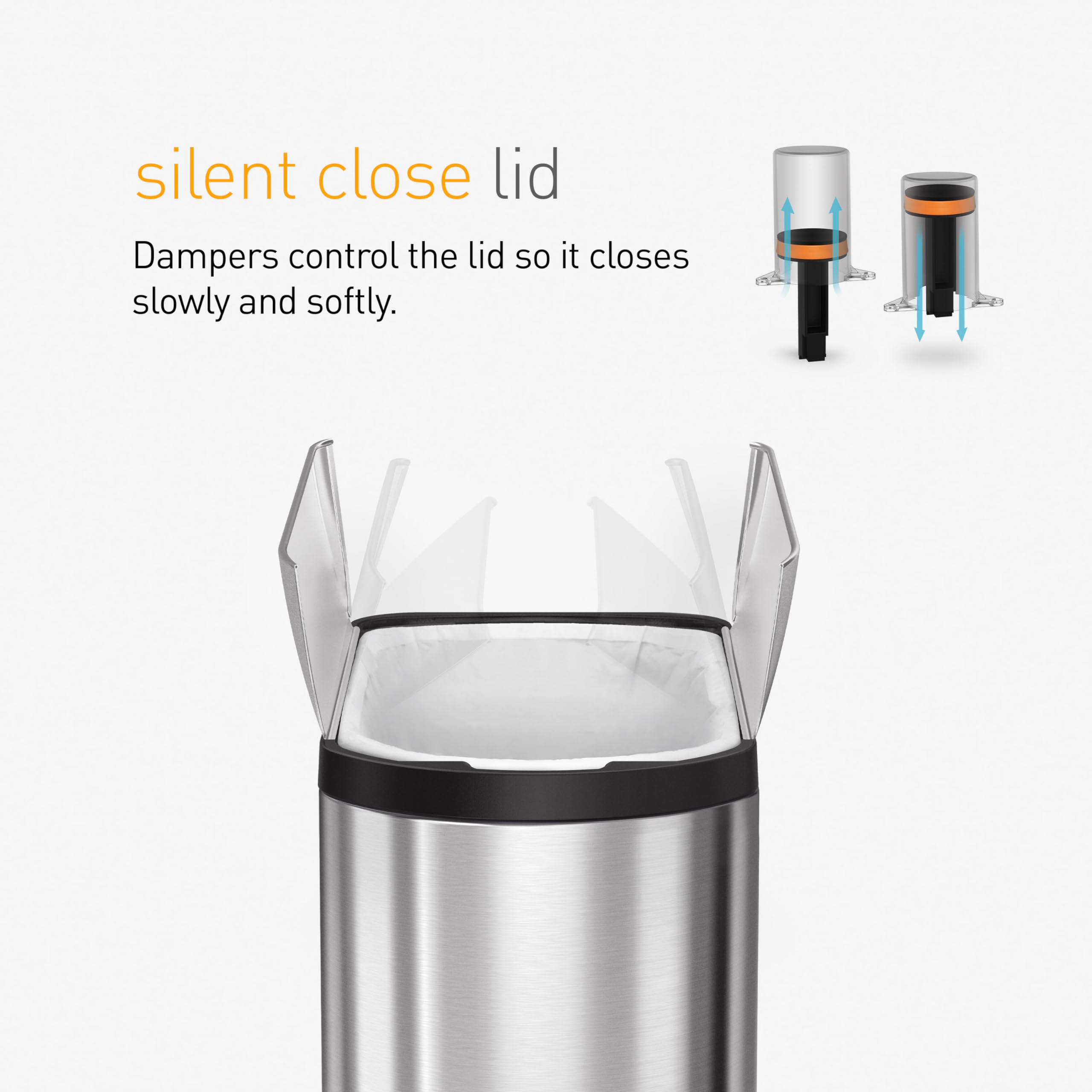 Simplehuman 45 Liter / 11.9 Gallon Butterfly Lid Kitchen Step Trash Can, Brushed Stainless Steel