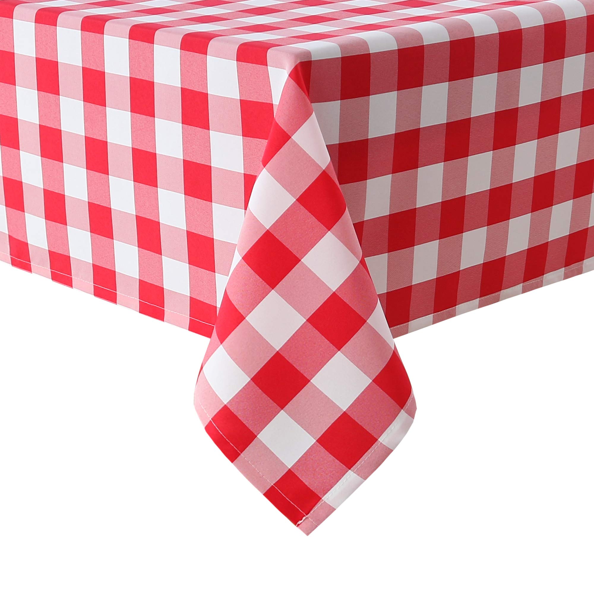 Hiasan Red And White Checkered Tablecloth Rectangle - Stain Resistant, Waterproof And Washable Plaid Table Cloth For Picnic, Hol
