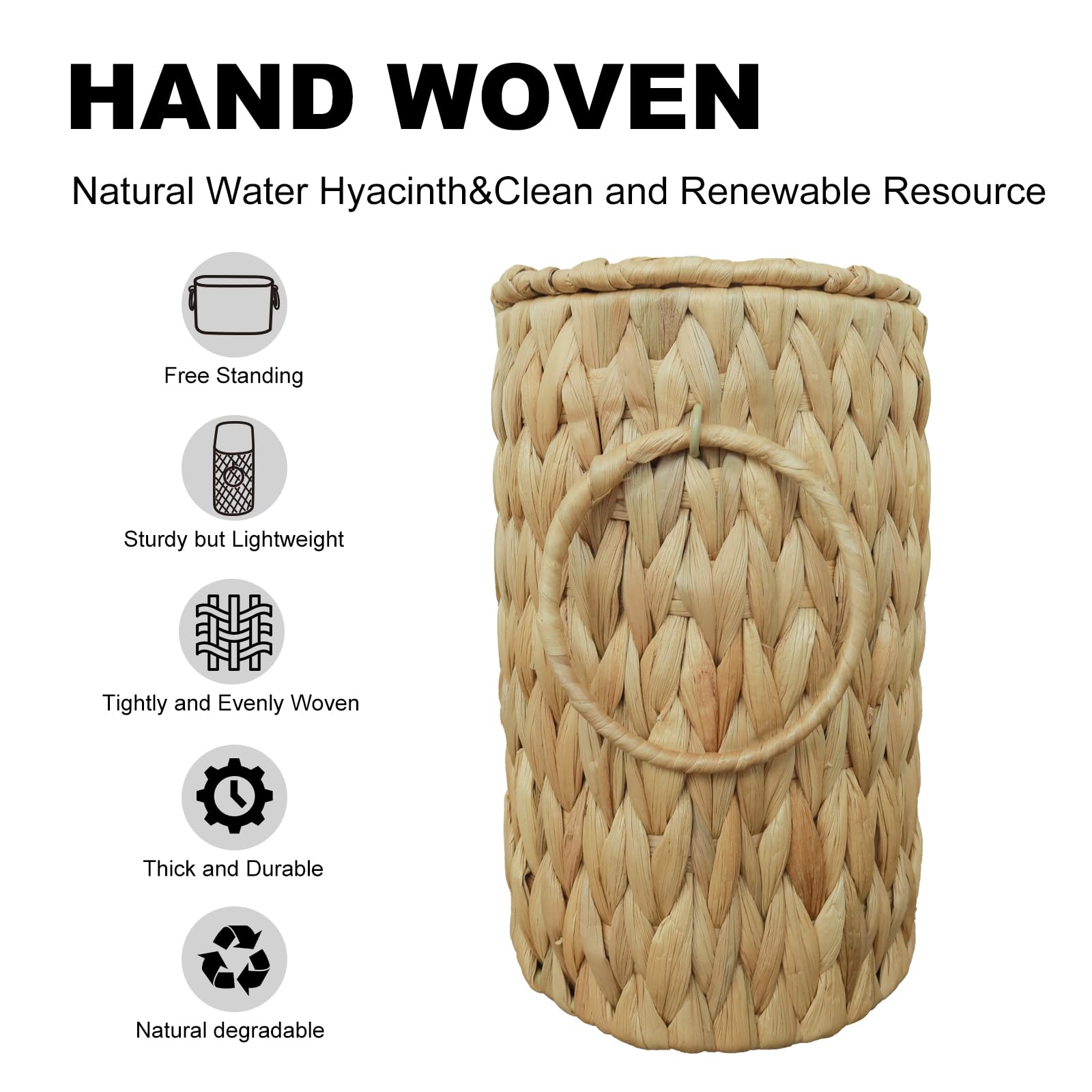 Coeusy Toilet Paper Basket-Wicker Toilet Paper Storage With Lid,Decorative Farmhouse Boho Bathroom Toilet Paper Holder Basket,Wo