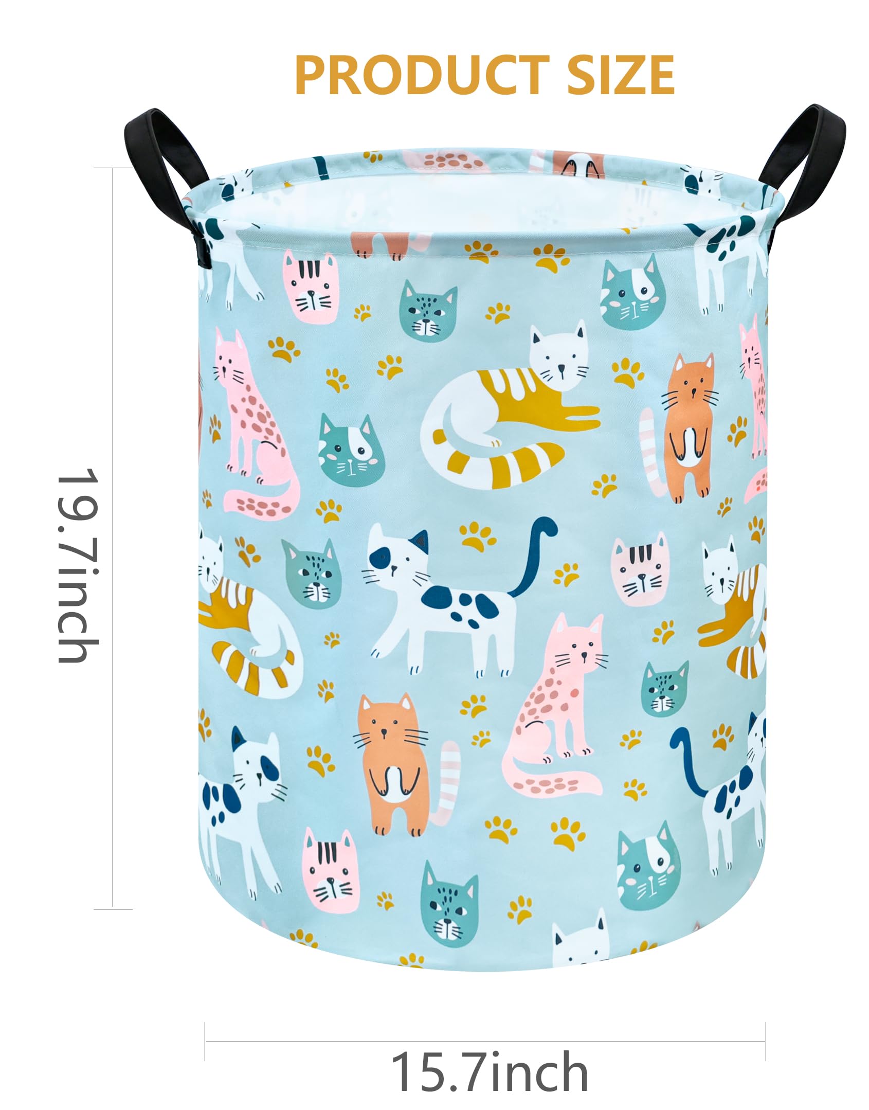 Vaivusto Large Kids Laundry Basket Canvas Cat Storage Bins Baby Nursery Hamper Waterproof Clothes Organizer Boys And Girls Toy B