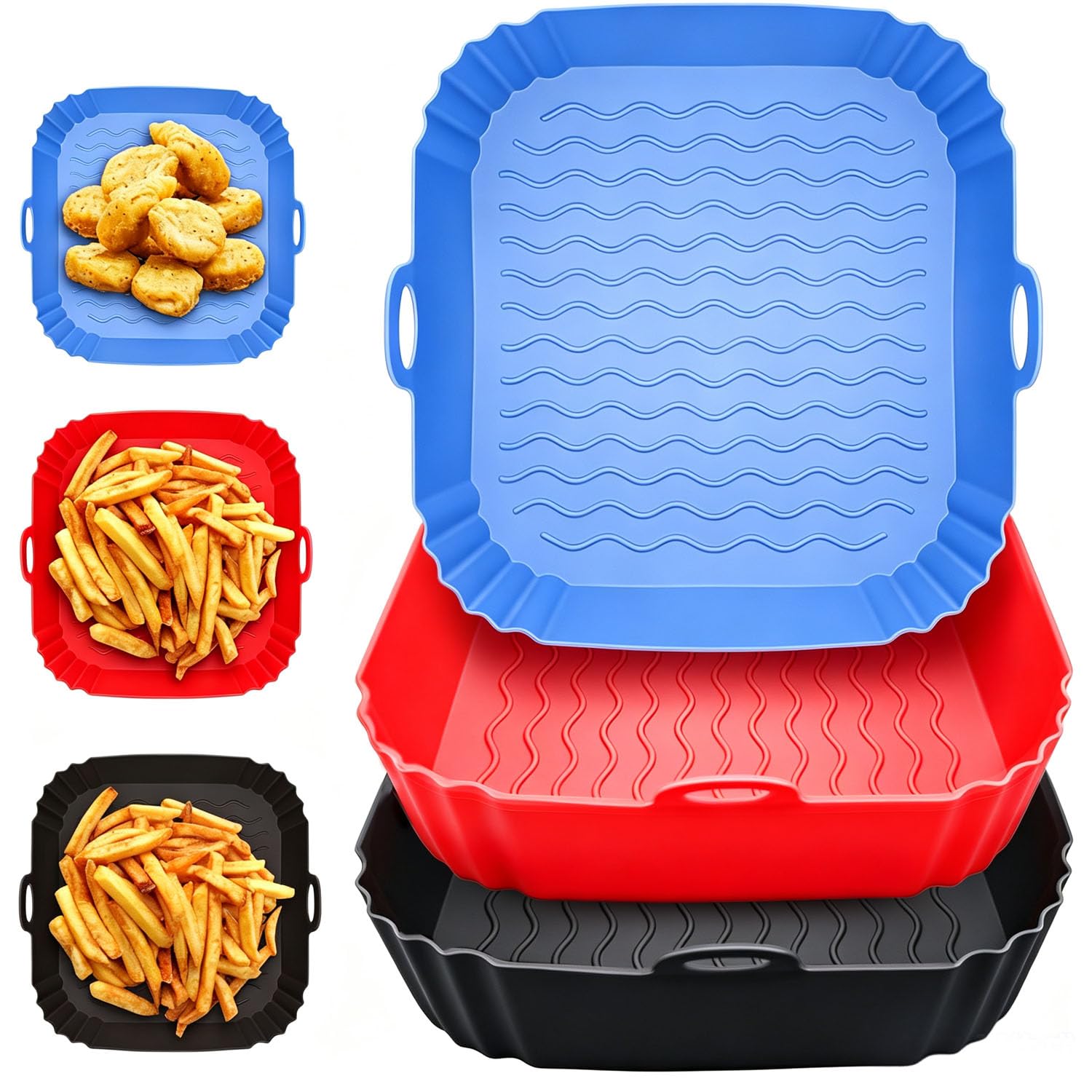 2 Pack Air Fryer Liners,8 Inch Silicone Airfryer Liners,Air Fryer Accessories,Reusable Baking Tray Oven Accessories,Replacement 