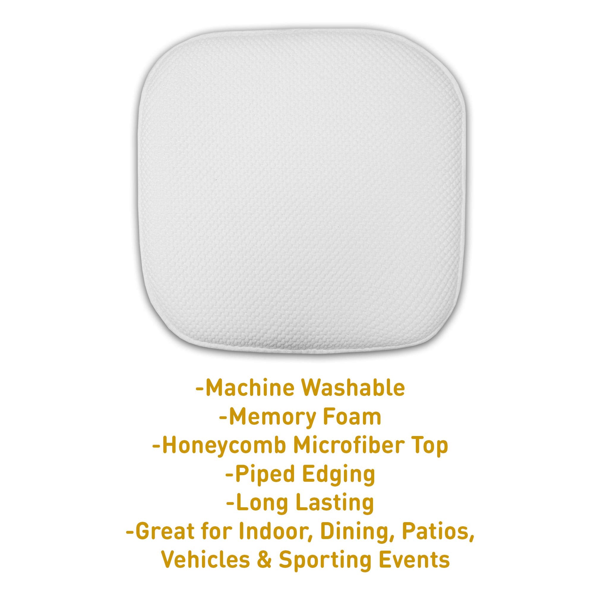 Sweet Home Collection Cushion Memory Foam Chair Pads Honeycomb Nonslip Back Seat Cover 16'' X 16'' 6 Pack White