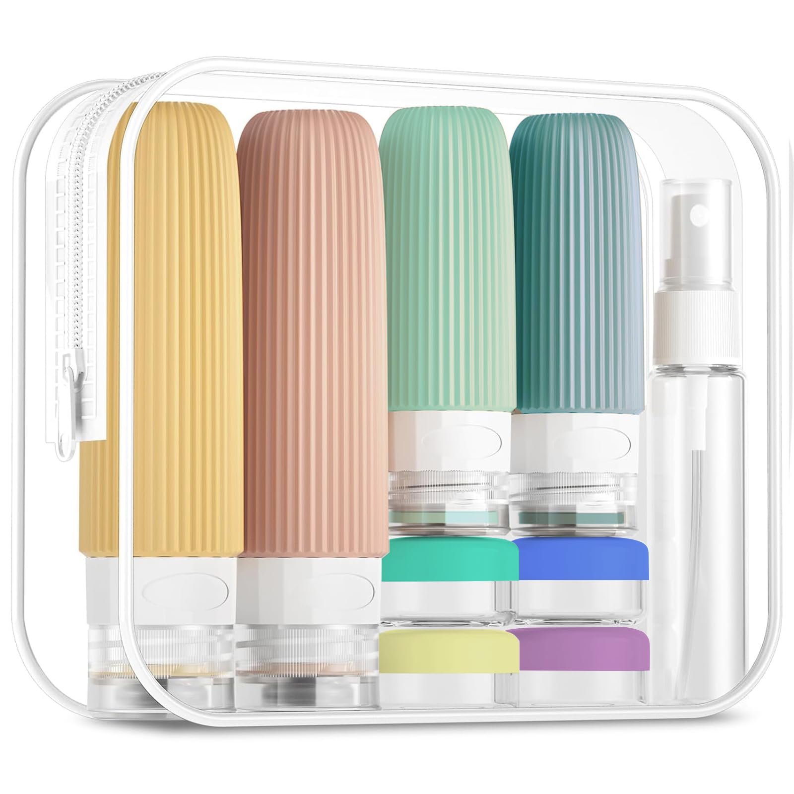 ZVAIS 16 Pack Travel Bottles for Toiletries Set, TSA Approved Leak Proof Silicone Travel Bottles for Toiletries, Refillable Trav
