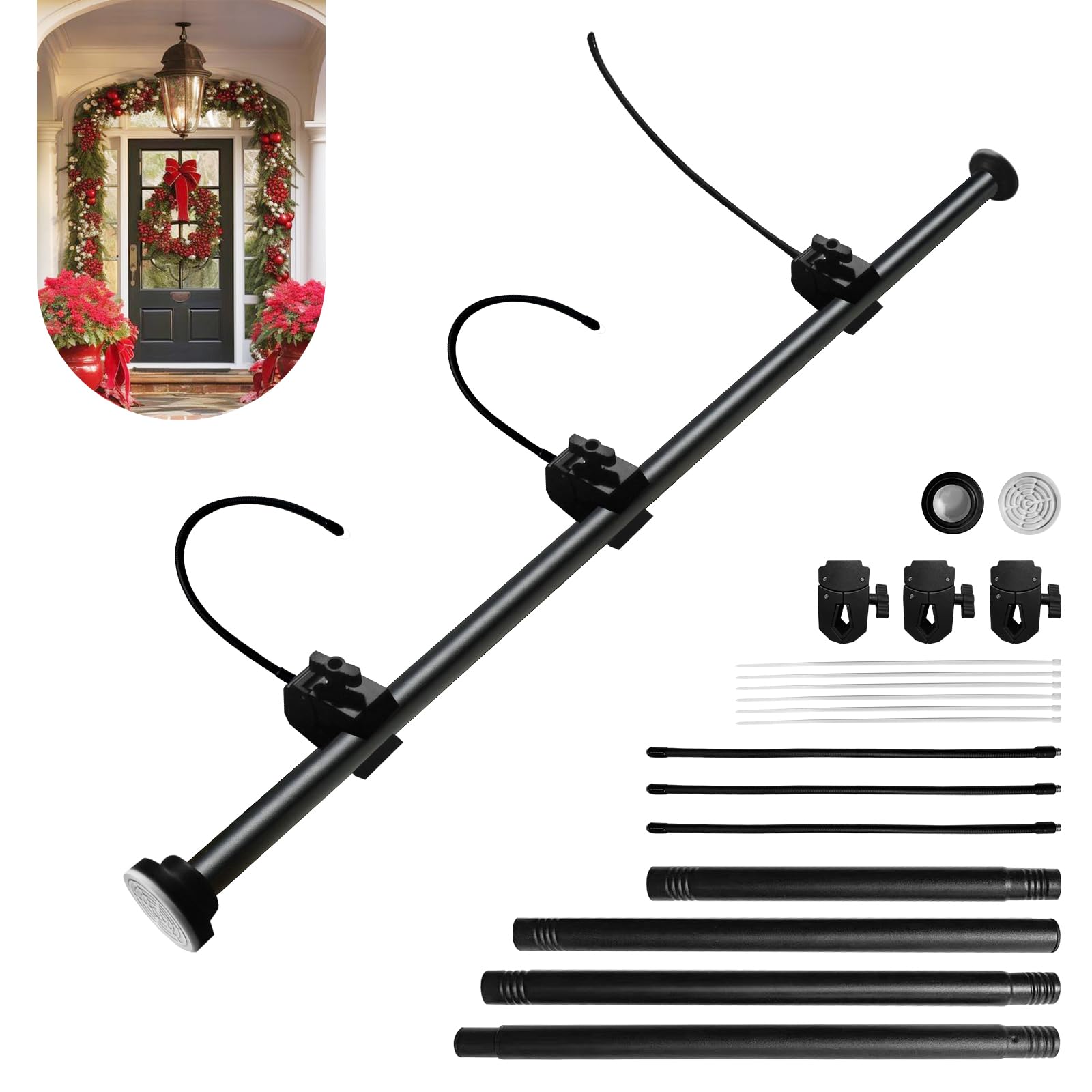 Docaharbour Garland Hanger for Front Door Frame, Adjustable 18- 80 Heavy-Duty Garland Holder for Door Frame Christmas & Hallowee