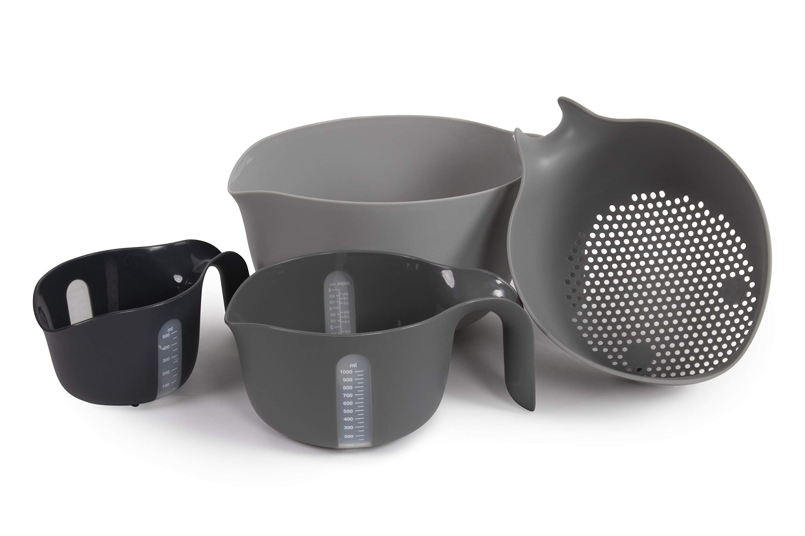 Dexas 4-Piece Nested Mixing Bowl Set, Gray Assortment, Gmbs4-432, 4 Pieces