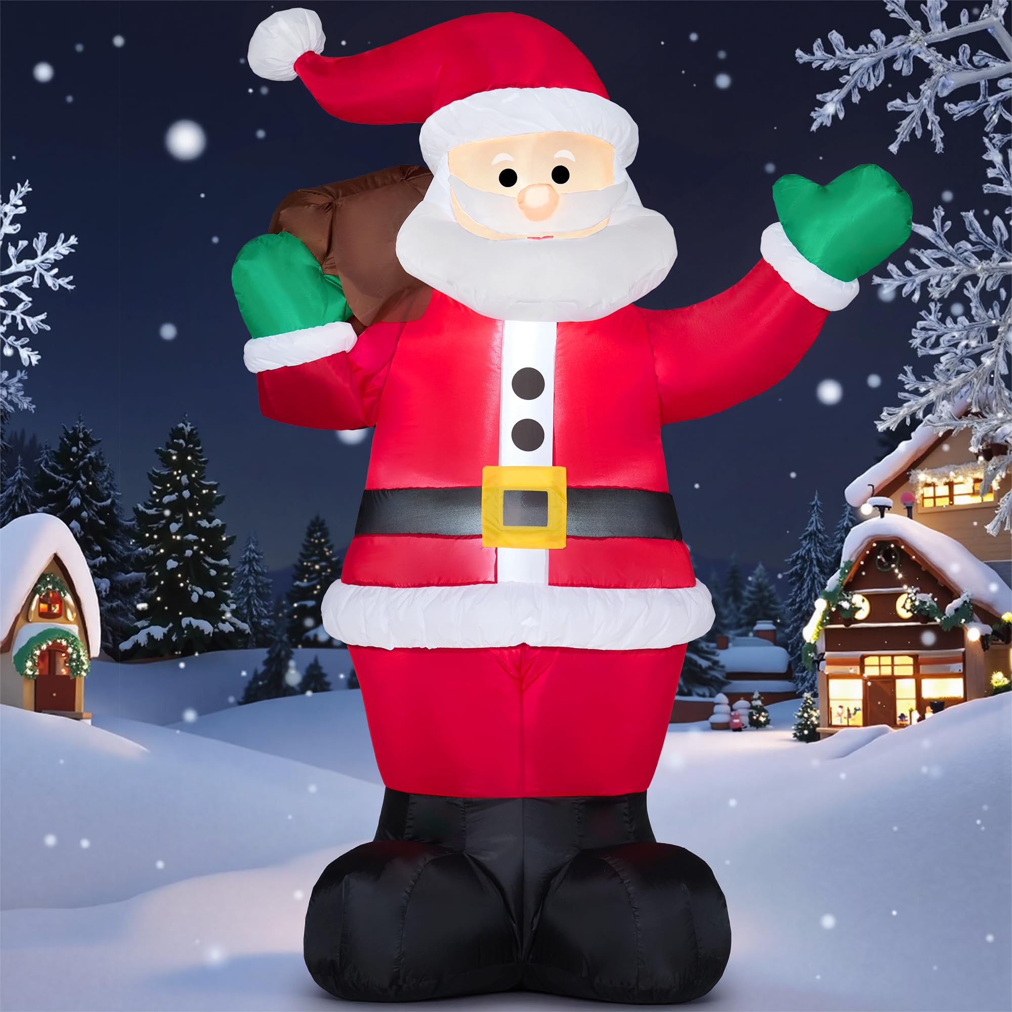 Joiedomi 6 FT Christmas Inflatable Santa with Gift Bag, Blow Up Xmas Inflatable Decorations with Build in LEDs for Christmas Dec