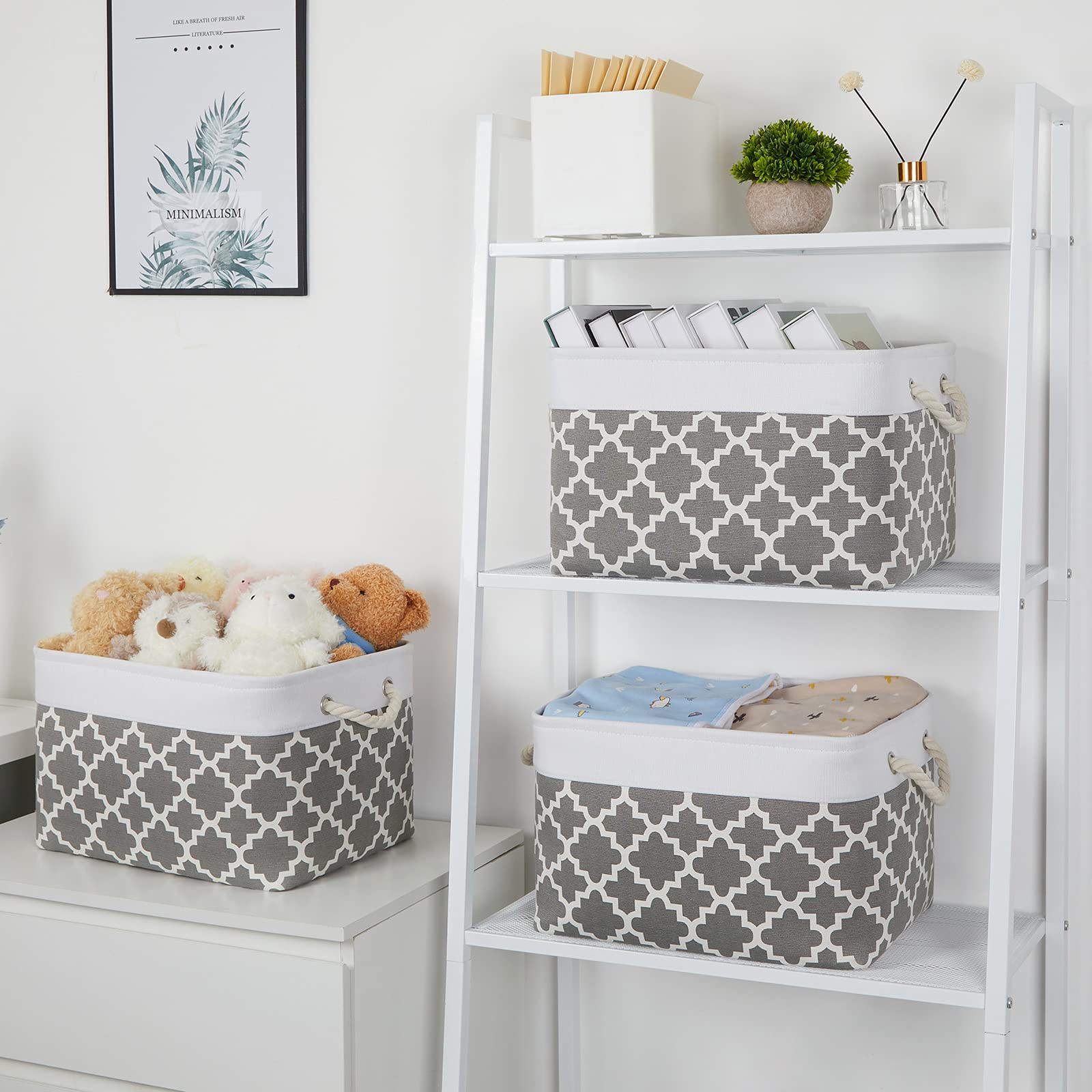 Bidtakay Basket Storage Bins Baskets For Organizing Set Of 3 Collapsible Cloth Storage Linen Closet Organizer 15 X 11 X 9.5 Inch