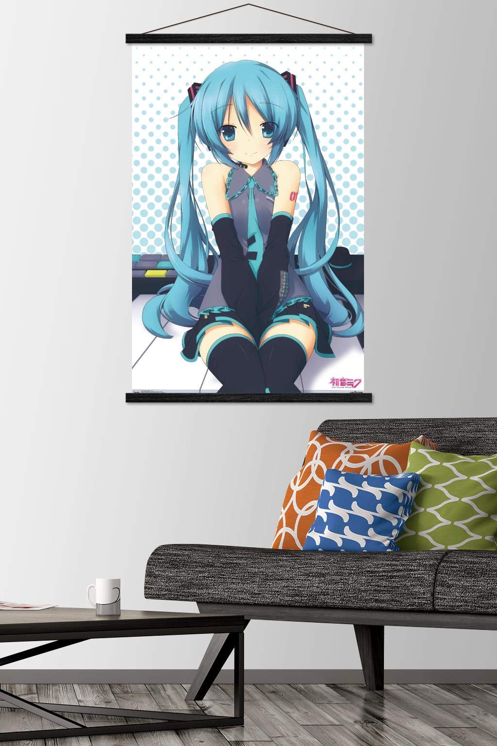 Trends International Hatsune Miku - Keys Wall Poster, 22.375'' X 34'', Print And Black Hanger Bundle