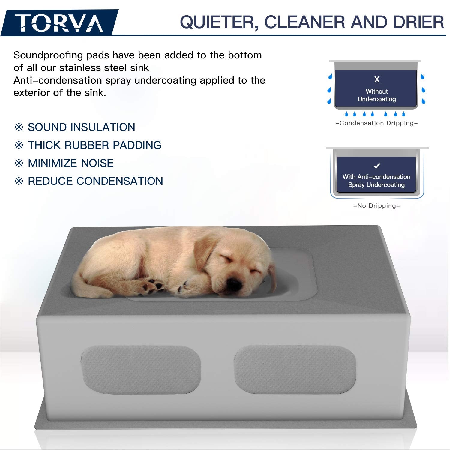 TORVA 28-inch Undermount Kitchen Sink  16 Gauge Stainless Steel Single Bowl - 10 Inches Deep Basin