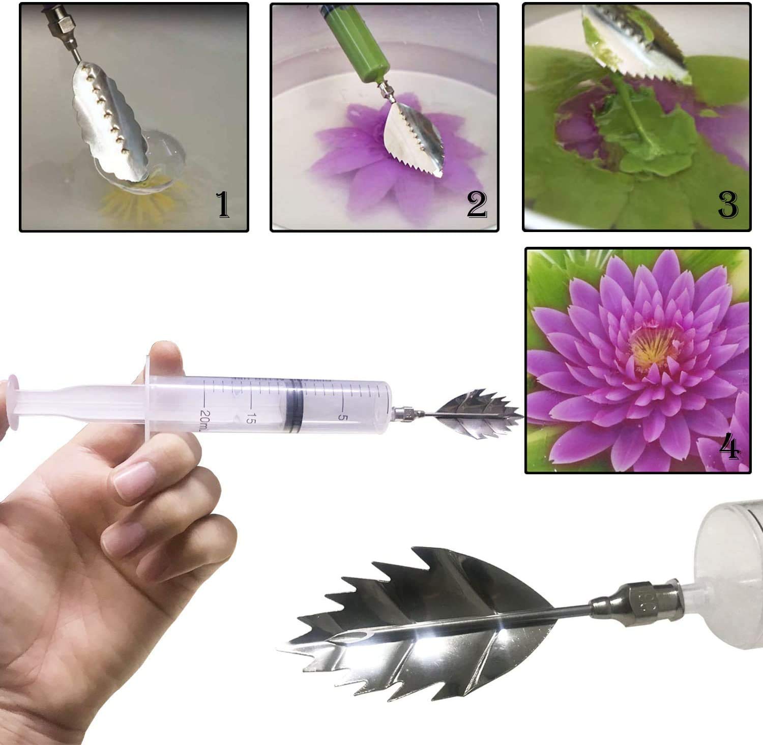 Andrsan Gelatin Jelly Art Starter Kit, 3D Flower Cake Decorating Tool, Set Of 20 Piece Diy Needle Tips Pastry Tools