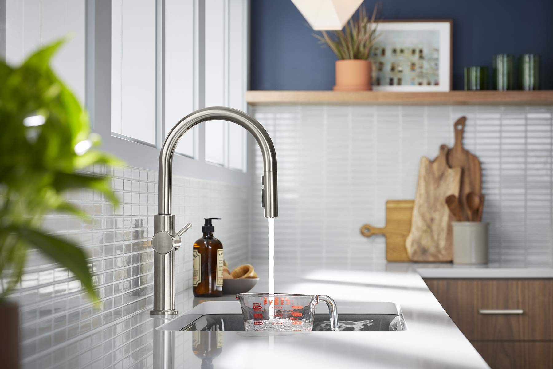 Kohler 22974-Wb-Cp Crue Touchless And Voice Activated Kitchen Sink Faucet With Pull Down Sprayer, Kitchen Sink Faucet With Motio