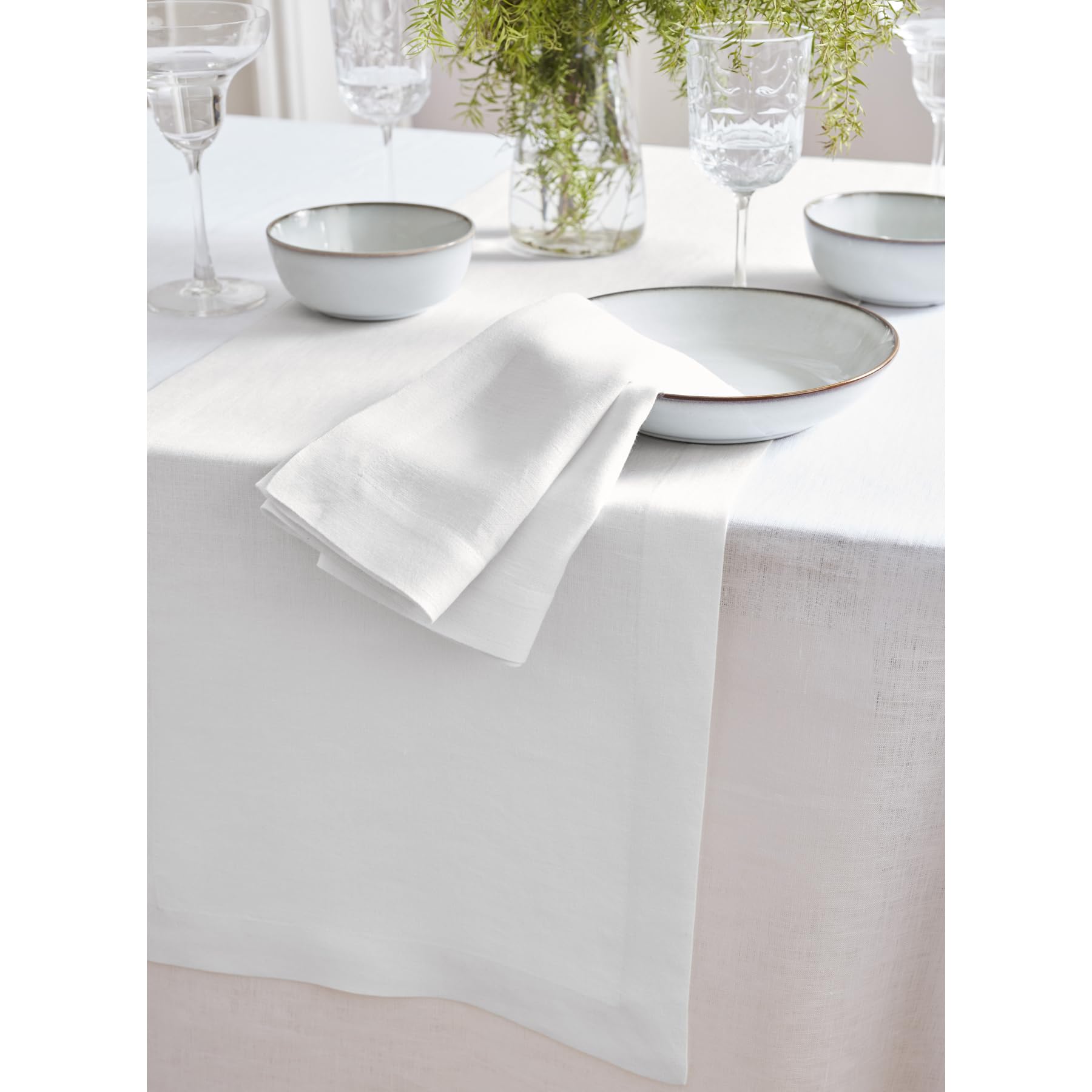 Solino Home Linen White Table Runner 60 Inch - 100% Pure Linen Prewashed Short Table Runner 14 X 60 Inch Ideal For Dresser And C