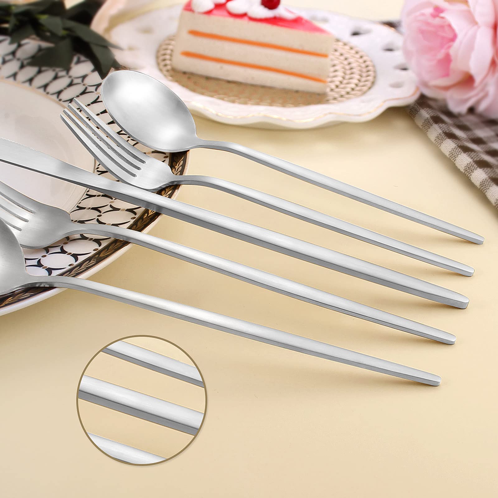 Silverware Set For 8, Lazahome Stainless Steel Flatware Cutlery Set, 40-Piece Kitchen Utensil Set Include Spoons And Forks Set,