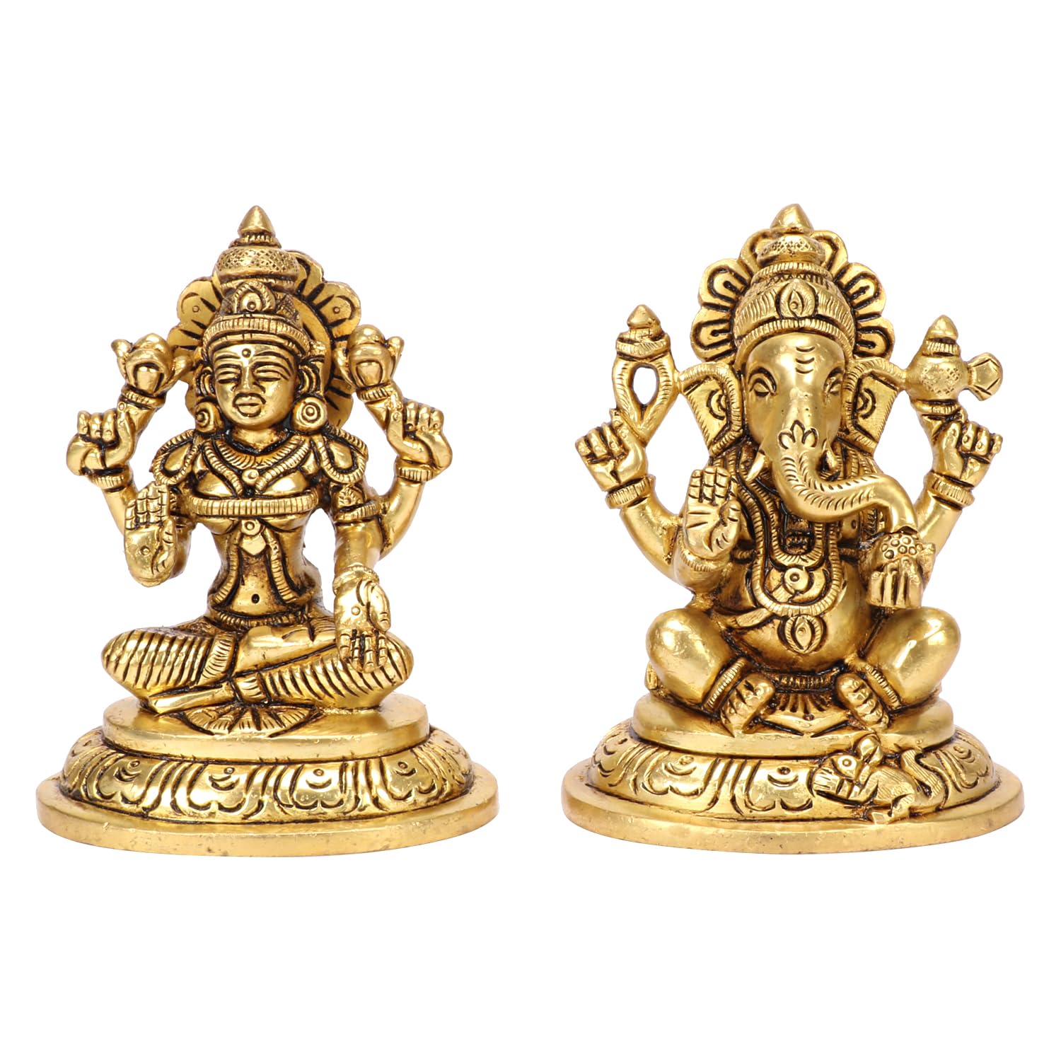Artvarko Brass Laxmi Ganesha Idol Lakshmi Ganesh Murti Statue Pooja Gift And Home Dcor (Size 8X6X10 Cm)