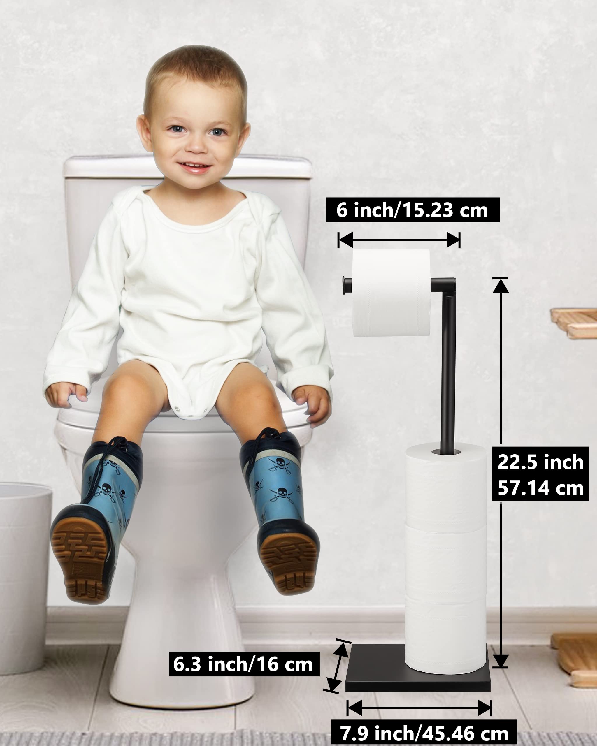 Free Standing Bathroom Toilet Paper Holder Stand with Reserve  Stainless Steel Pedestal Tissue Roll Holder  Black DECLUTTR
