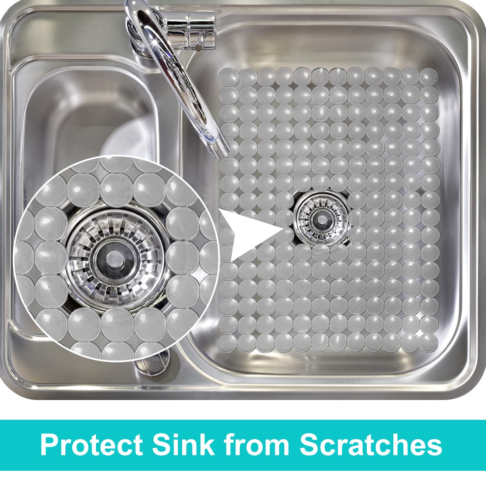 Coopay 2 Pack Kitchen Sink Mat Plastic Sink Protect Mat Pvc Eco-Friendly Kitchen Adjustable Stainless Steel/Porcelain Dish Dryin