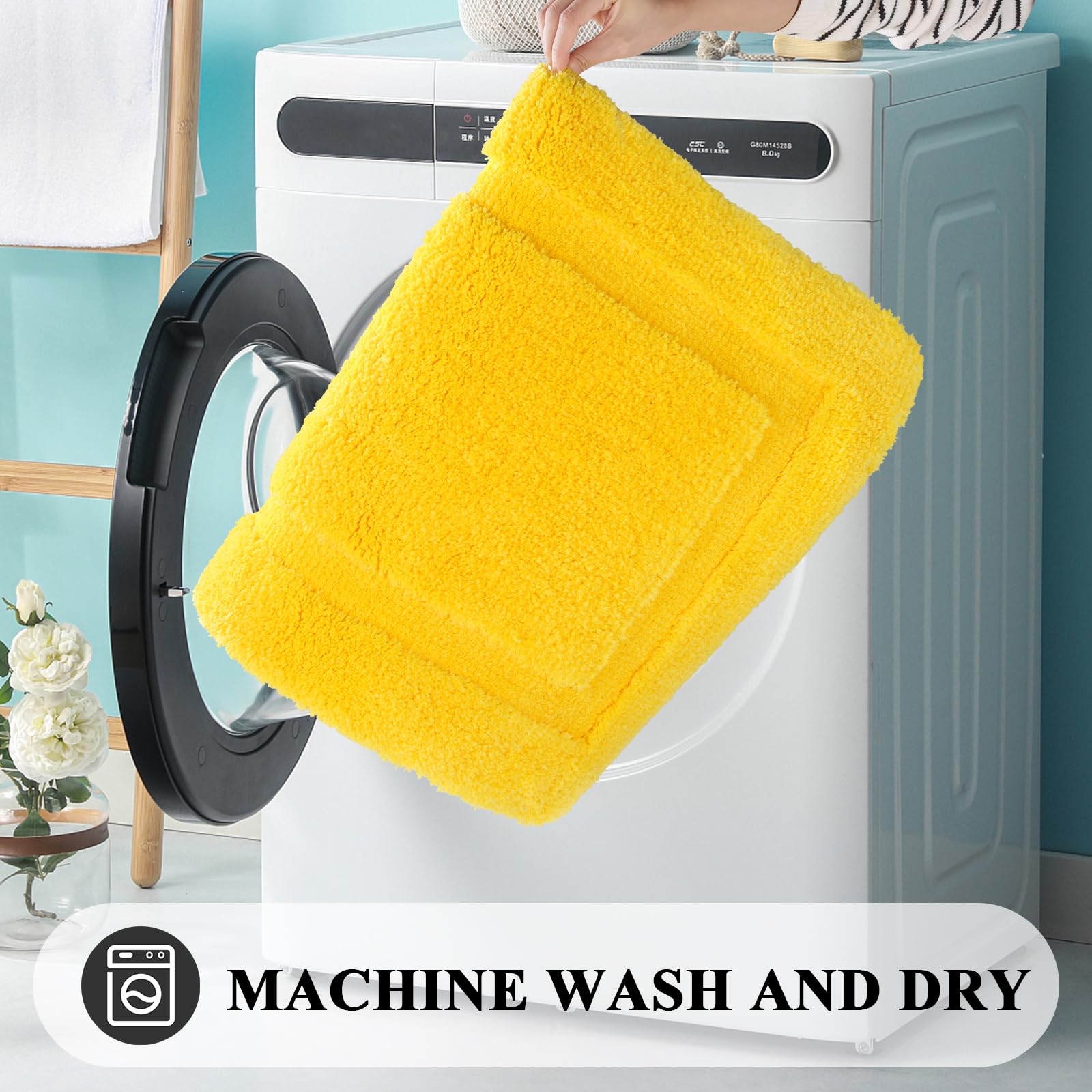 SHACOS Super Soft Bathroom Rug 20''x32'' Bath Mat Microfiber Absorbent Non Slip Bath Rug for Bathroom Indoor Doormat Machine Washable (20''x32''  Yellow)