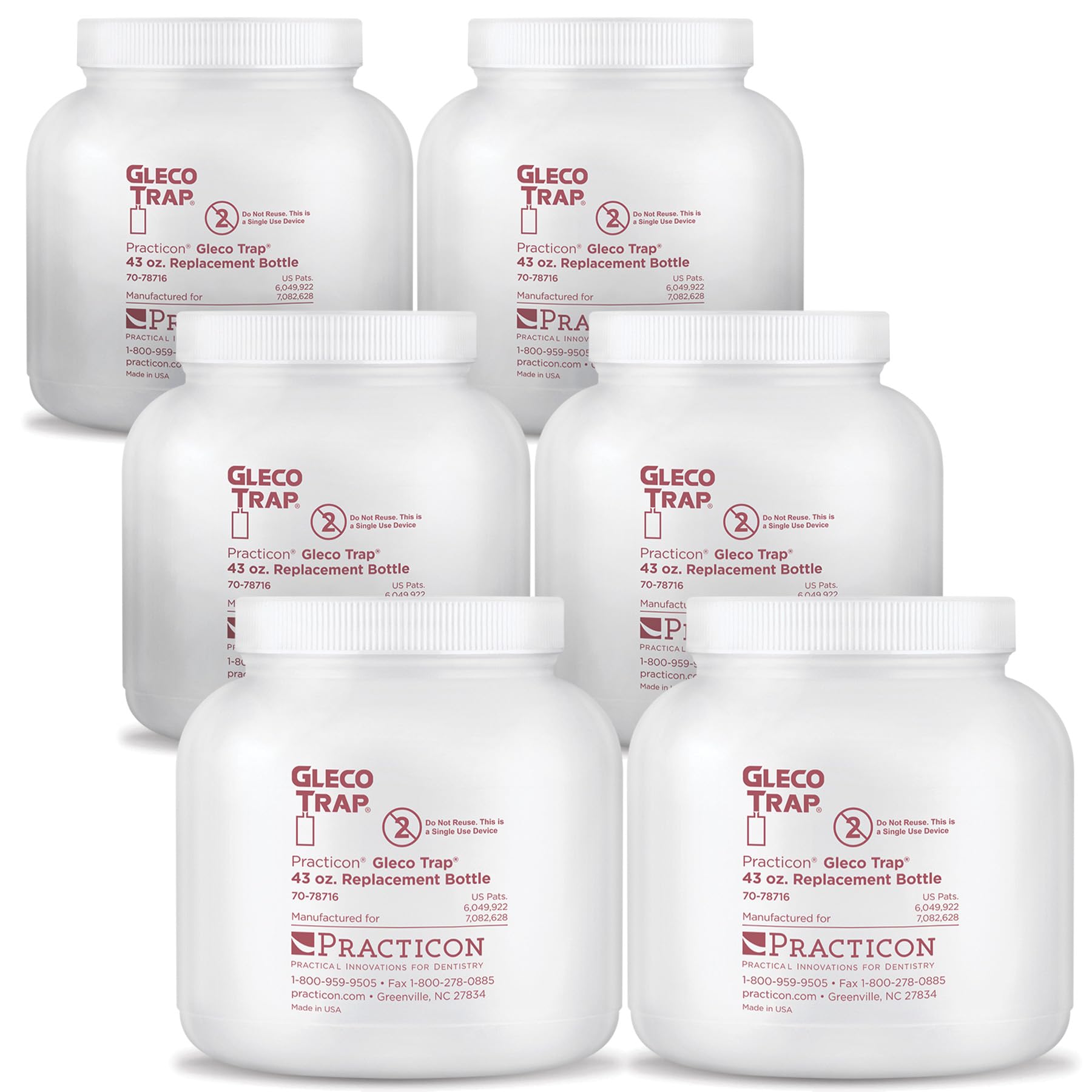 Gleco Trap 43 Oz. Replacement Bottles For Clay & Plaster Sink Trap, Pack Of 6