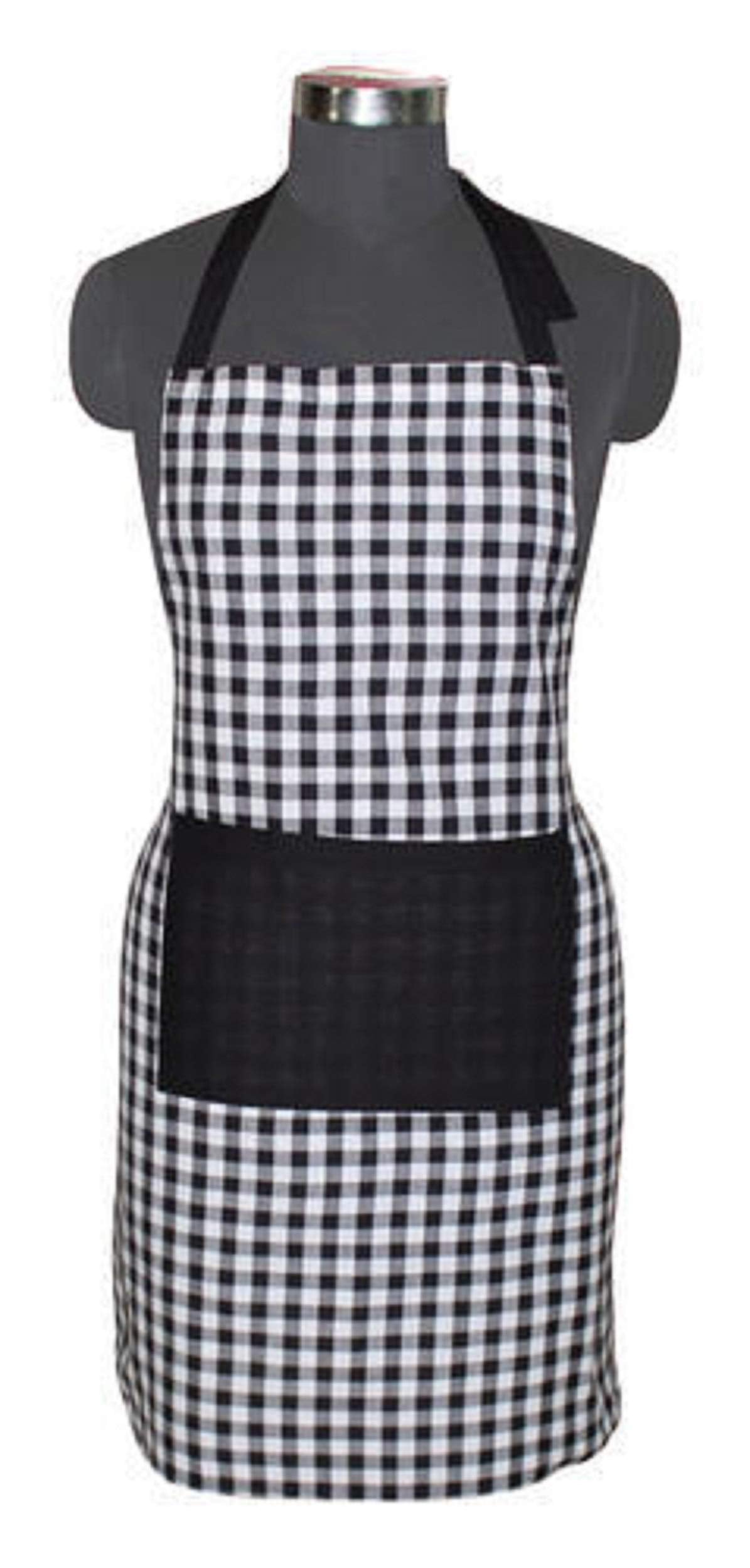 Airwill Branded 100% Cotton Handloom Weaved Black And White Checks Apron, Sized 65Cm In Width And 80Cm In Length With Log Ties.