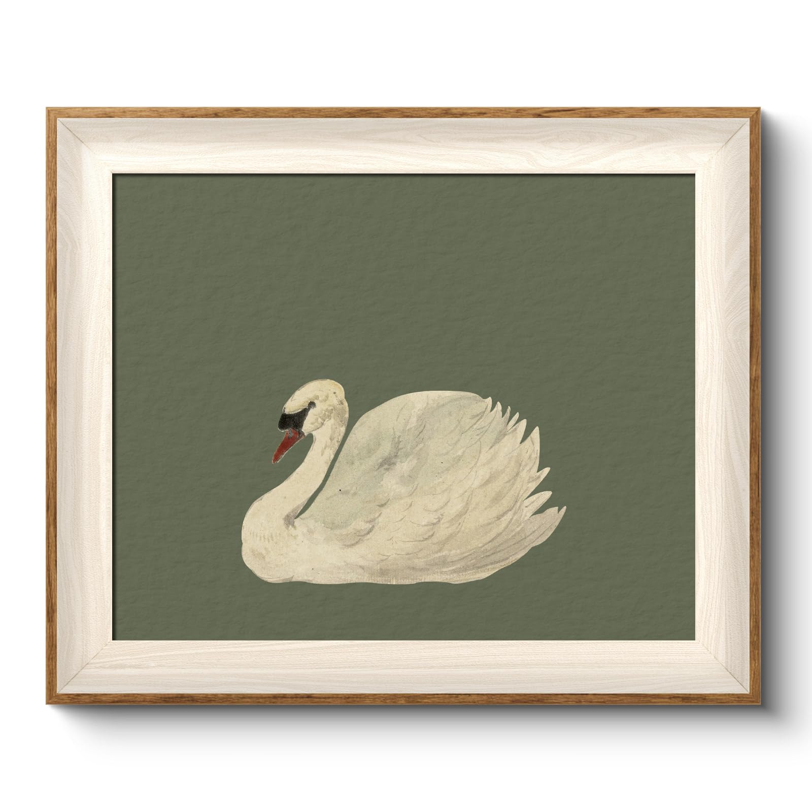 VIYYIEA Framed Wall Art for Living Room, Swan Canvas Prints, Green Home Decor, Animals Painting Picture, Bathroom Wall Decor Gif