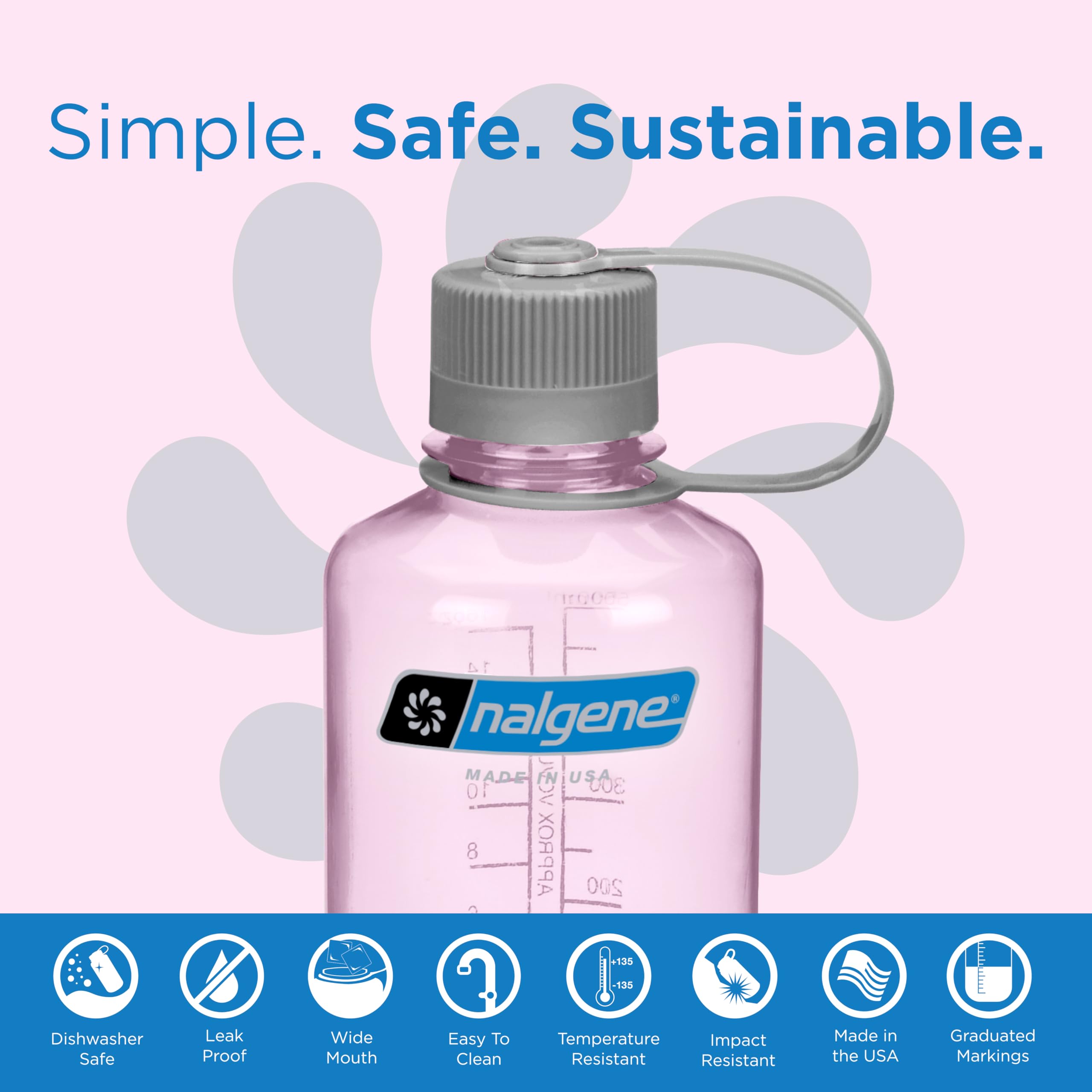 Nalgene Sustain Tritan Bpa-Free Water Bottle Made With Material Derived From 50% Plastic Waste, 16 Oz, Narrow Mouth, Cosmo