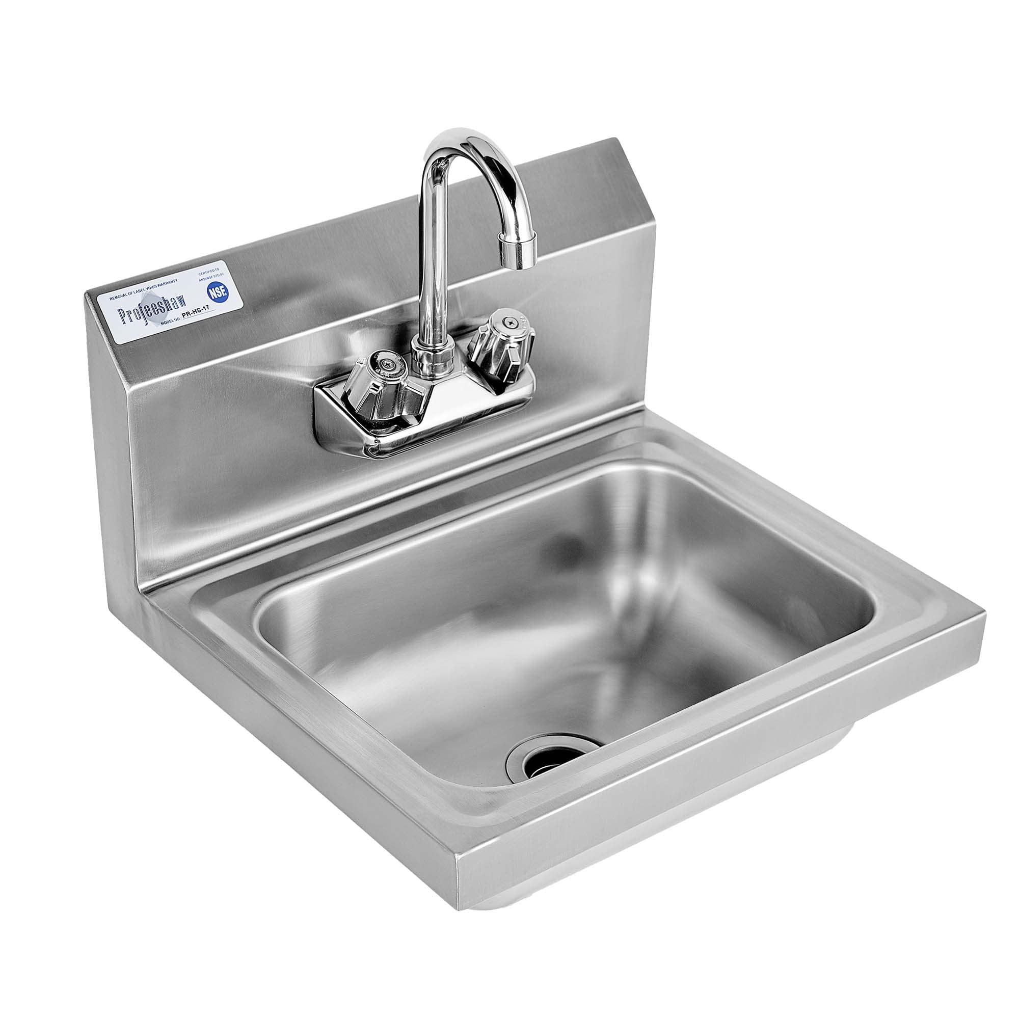 Profeeshaw Stainless Steel Sink Commercial Wall Mount Hand Washing Basin Nsf Certified, With Gooseneck Faucet And Backsplash, Fo