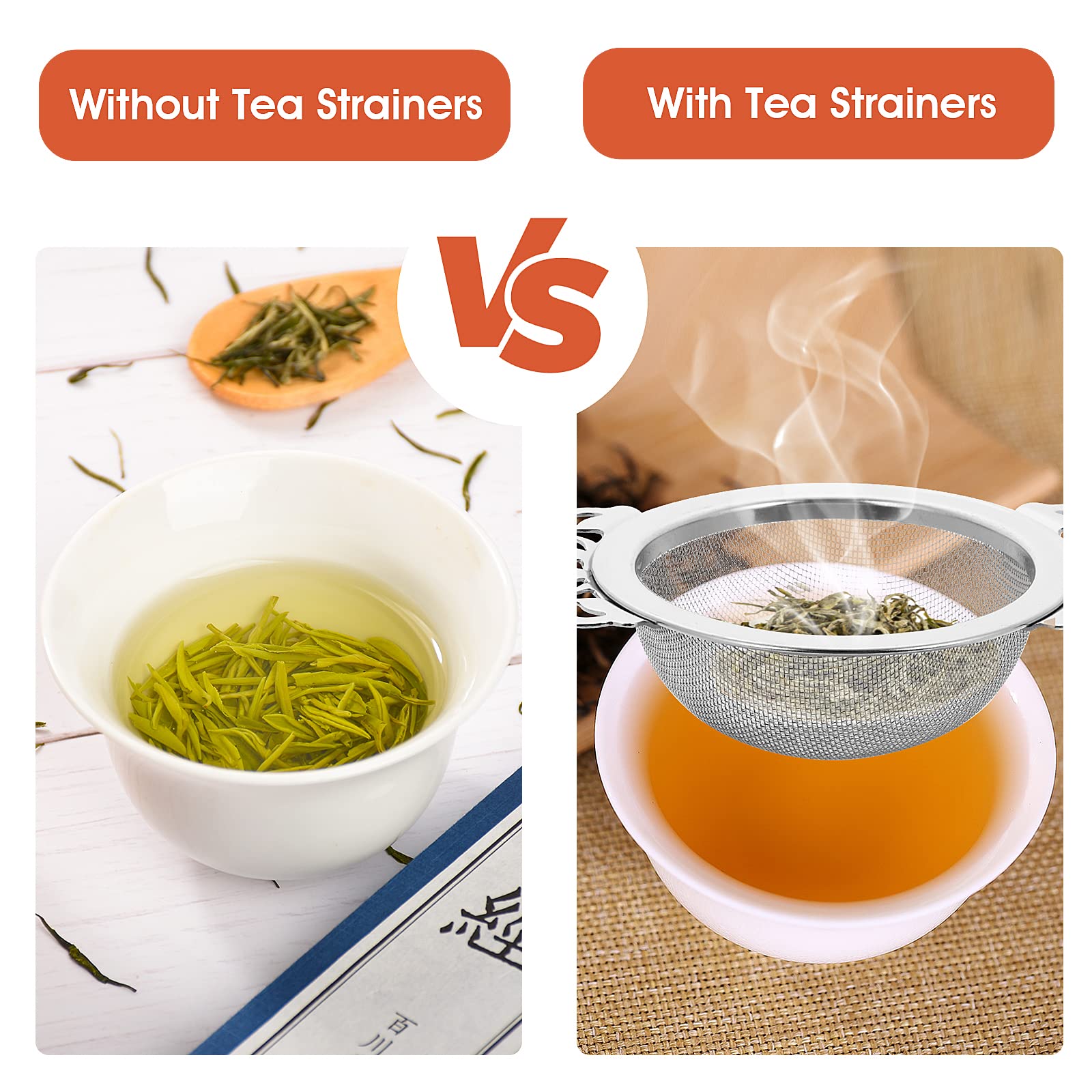 2 Pack Small Fine Mesh Tea Strainers With Bowl, Stainless Steel Loose Tea Infusers Strainers 7 Cm Diameter Tea Filter With Doubl