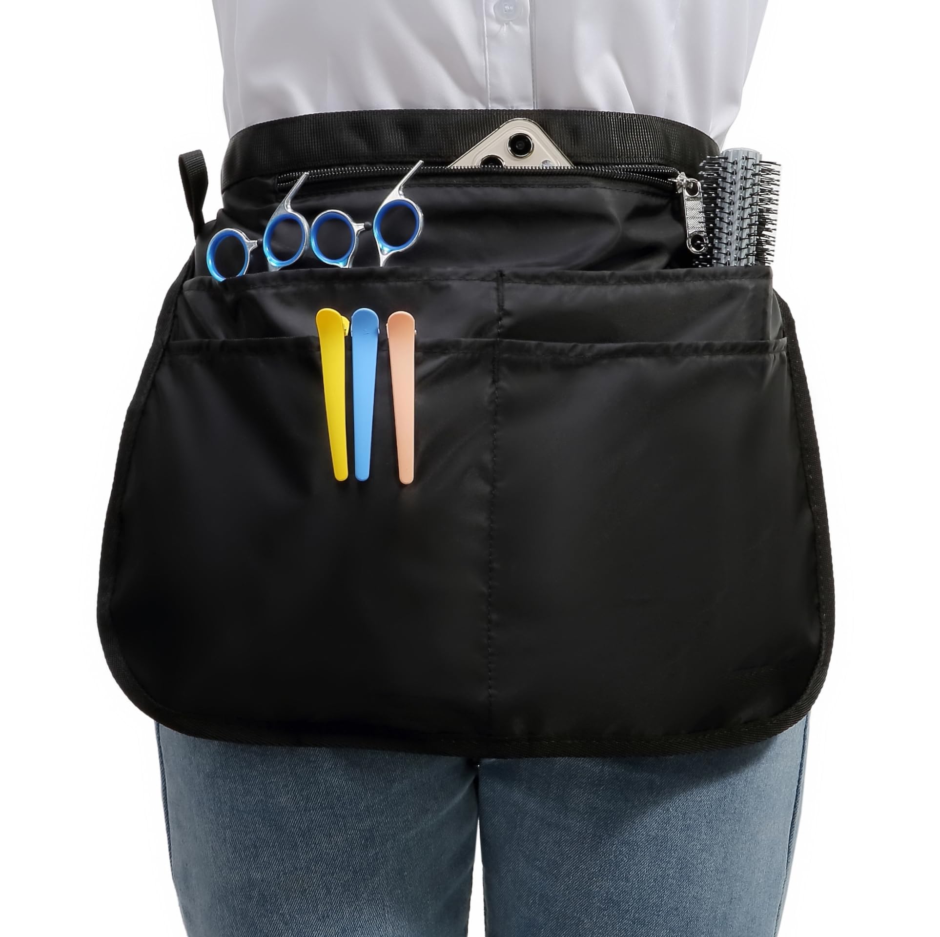 Bafelia Small Size Barber Apron with 5 Pockets, Waterproof and Bleach-proof Hair Stylist Apron for Men Women, Hairdresser Apron 