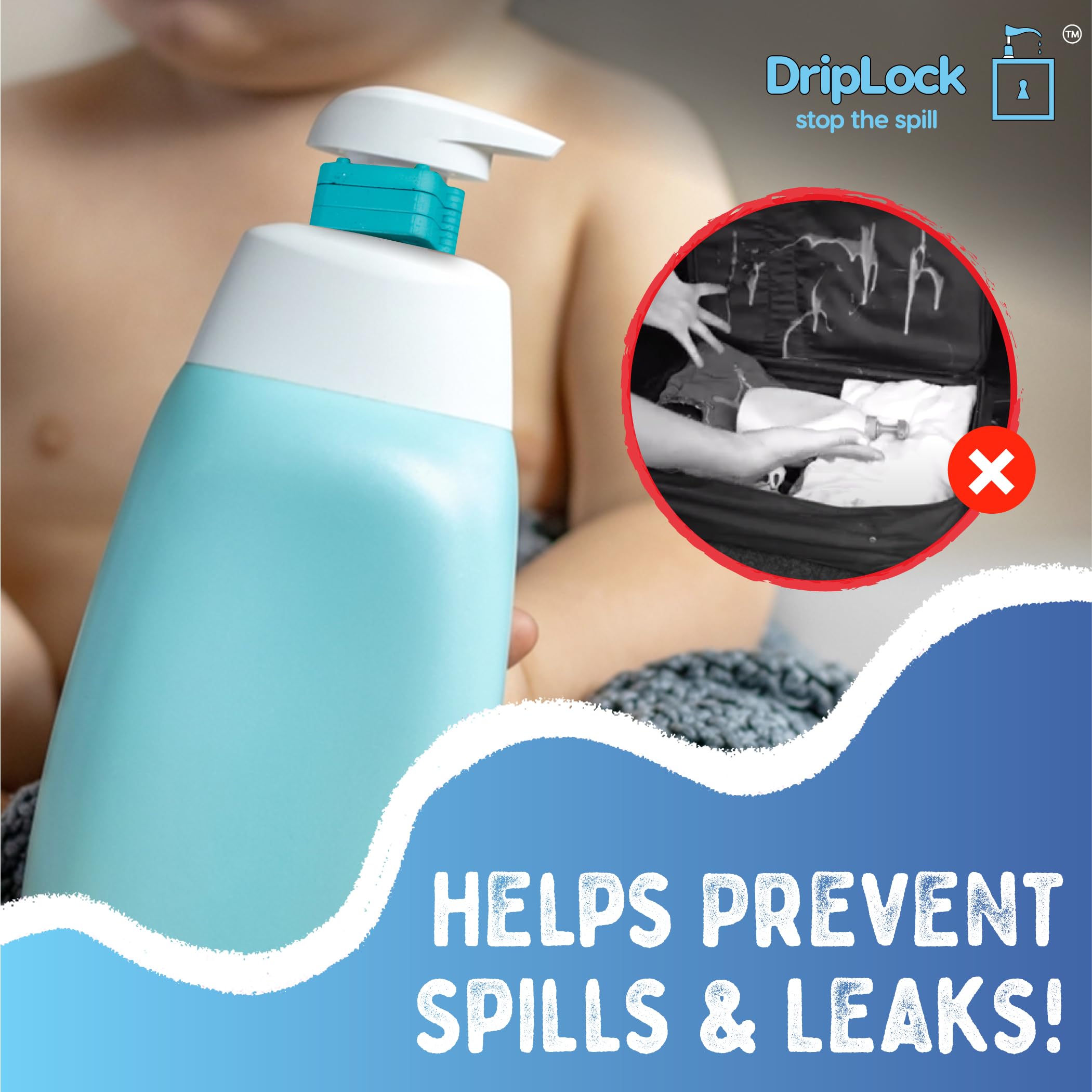 Driplock Reusable Stackable Device To Prevent Pump Bottles From Spilling In Travel Bags Or For Quanity Control. 5 Pack And Trave