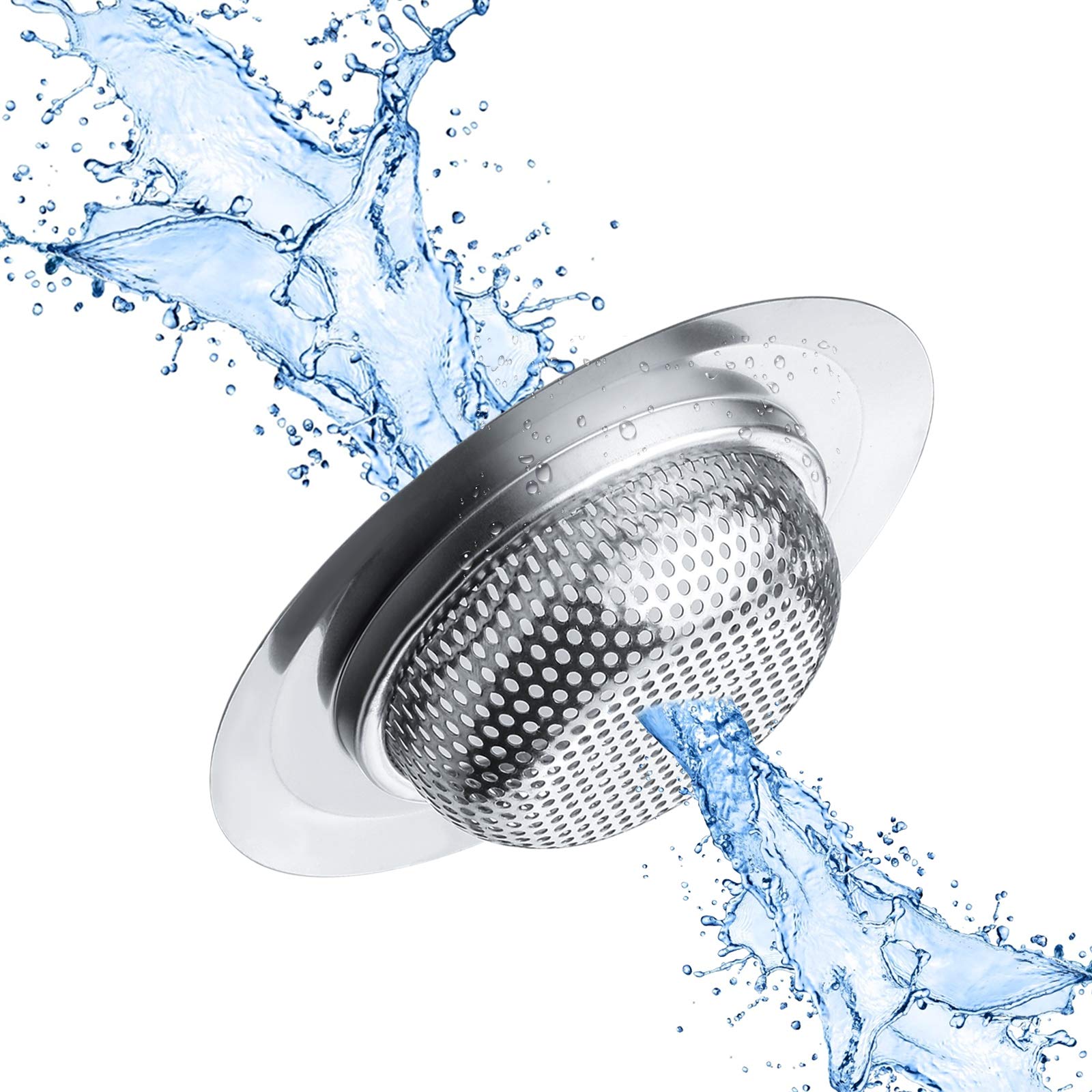 2 Pcs Kitchen Sink Strainer  Stainless Steel Drain Cover  Large Wide Rim 4.5'' Diameter  Anti Clogging Basket Catcher  Dishwasher Safe