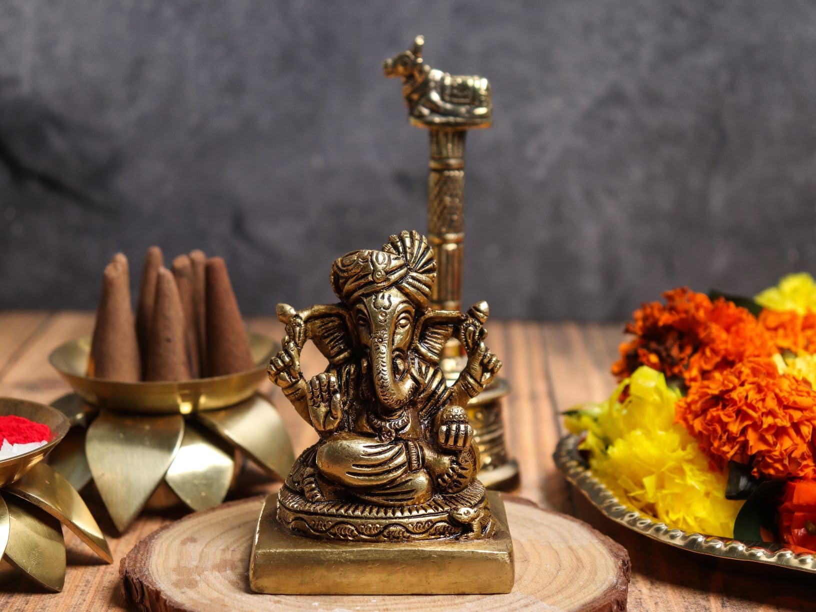 The Spiritual Living Brass Lord Ganesh Ji Idol || Ganpati Murti || Ganesha Idol For Gifting || Home Decor || Pooja Room || Home