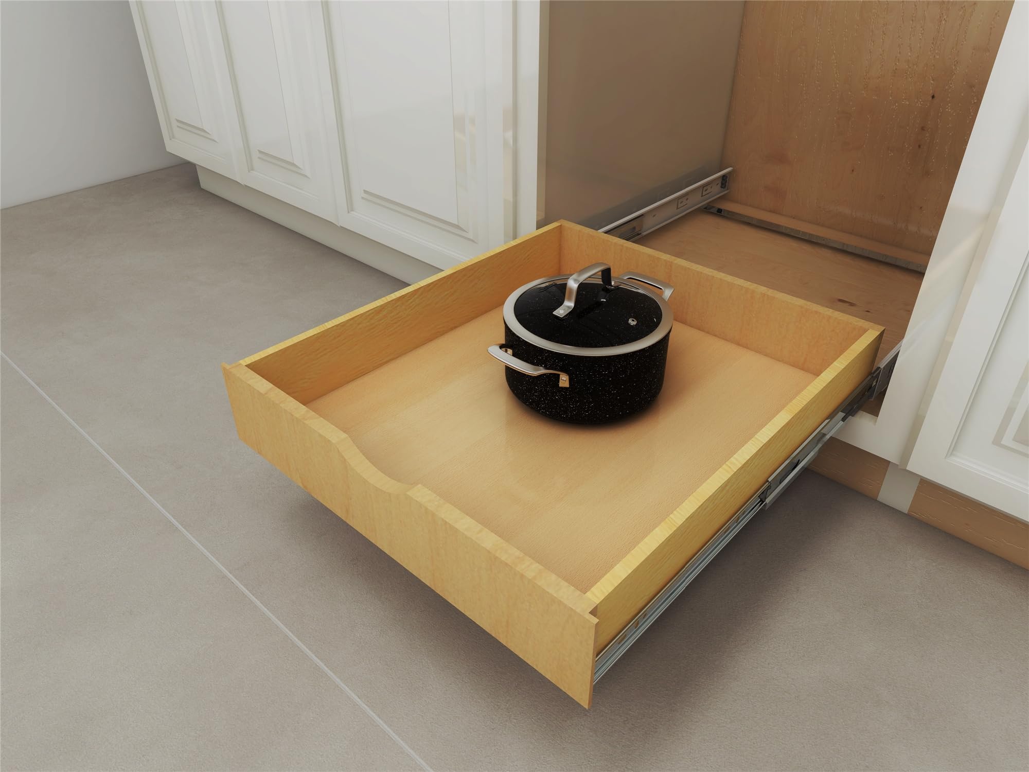 Elysian 20 Inch Width Kitchen Bottom Mount Soft Close Pull/Roll Out Organizer Drawer With Under Cabinet Sliding Shelf And Fully