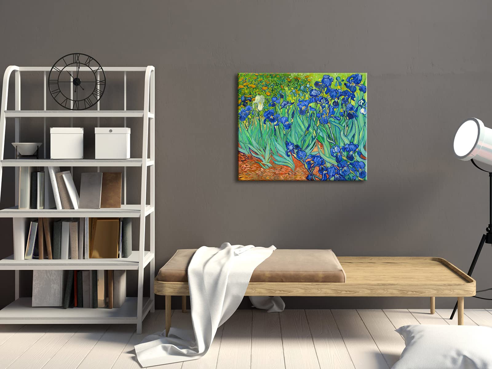 Wieco Art Irises Large Modern Gallery Wrapped Floral Giclee Canvas Print By Van Gogh Famous Blue Flowers Oil Paintings Reproduct