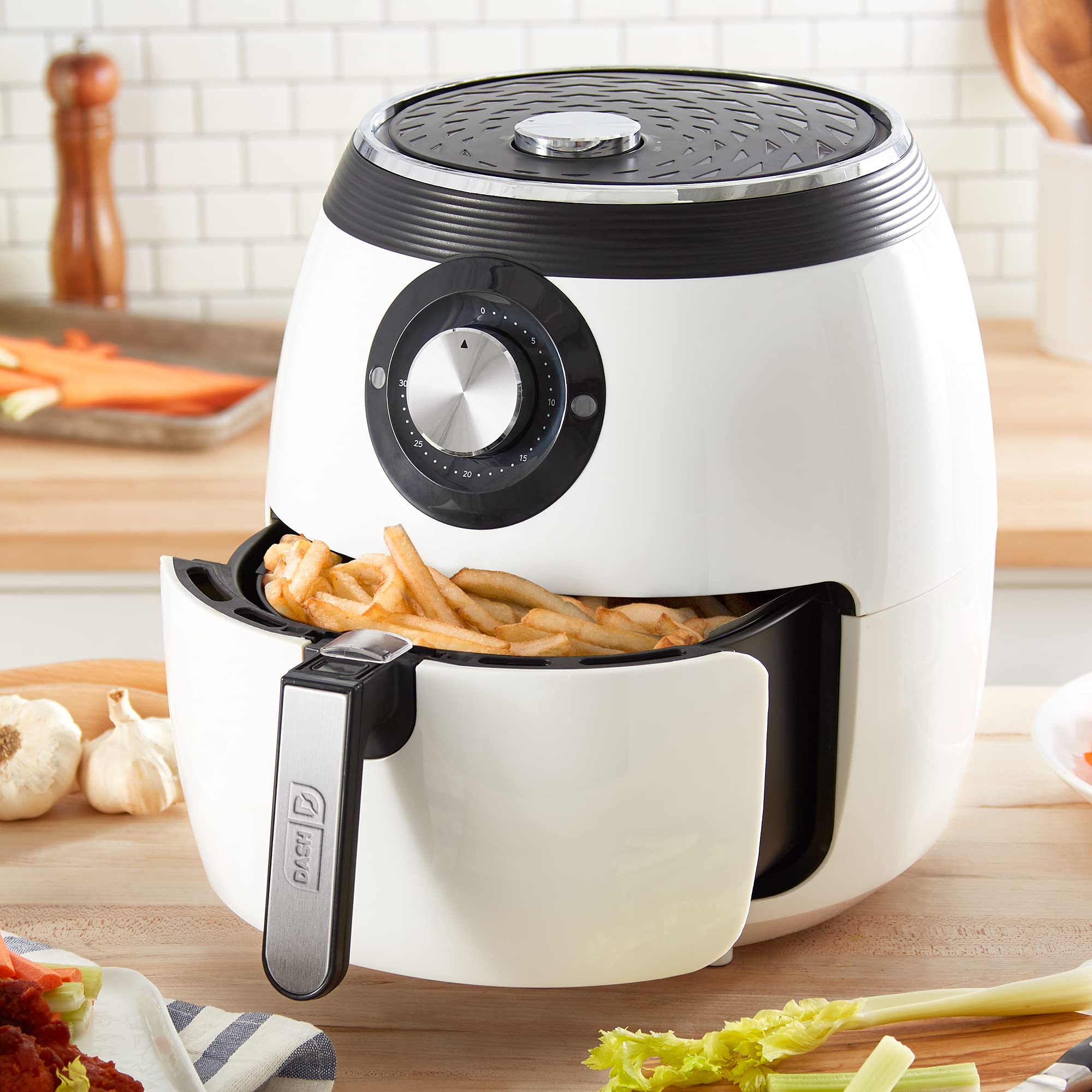 Dash Deluxe Electric Air Fryer + Oven Cooker With Temperature Control, Non-Stick Fry Basket, Recipe Guide + Auto Shut Off Featur
