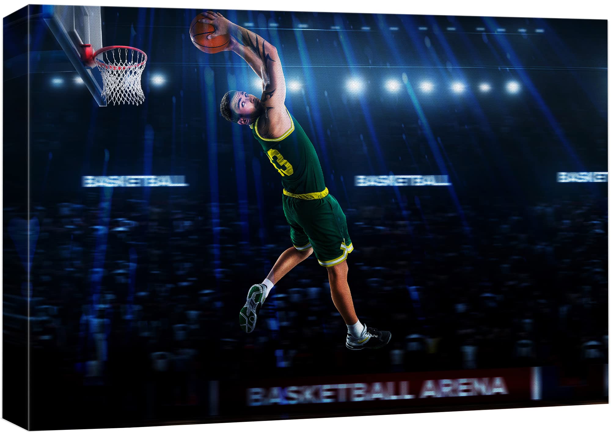 Wall26 Canvas Print Wall Art Slam Dunk Basketball Player Neon Light Arena Athletes Sports & Fitness Photography Realism Decorati