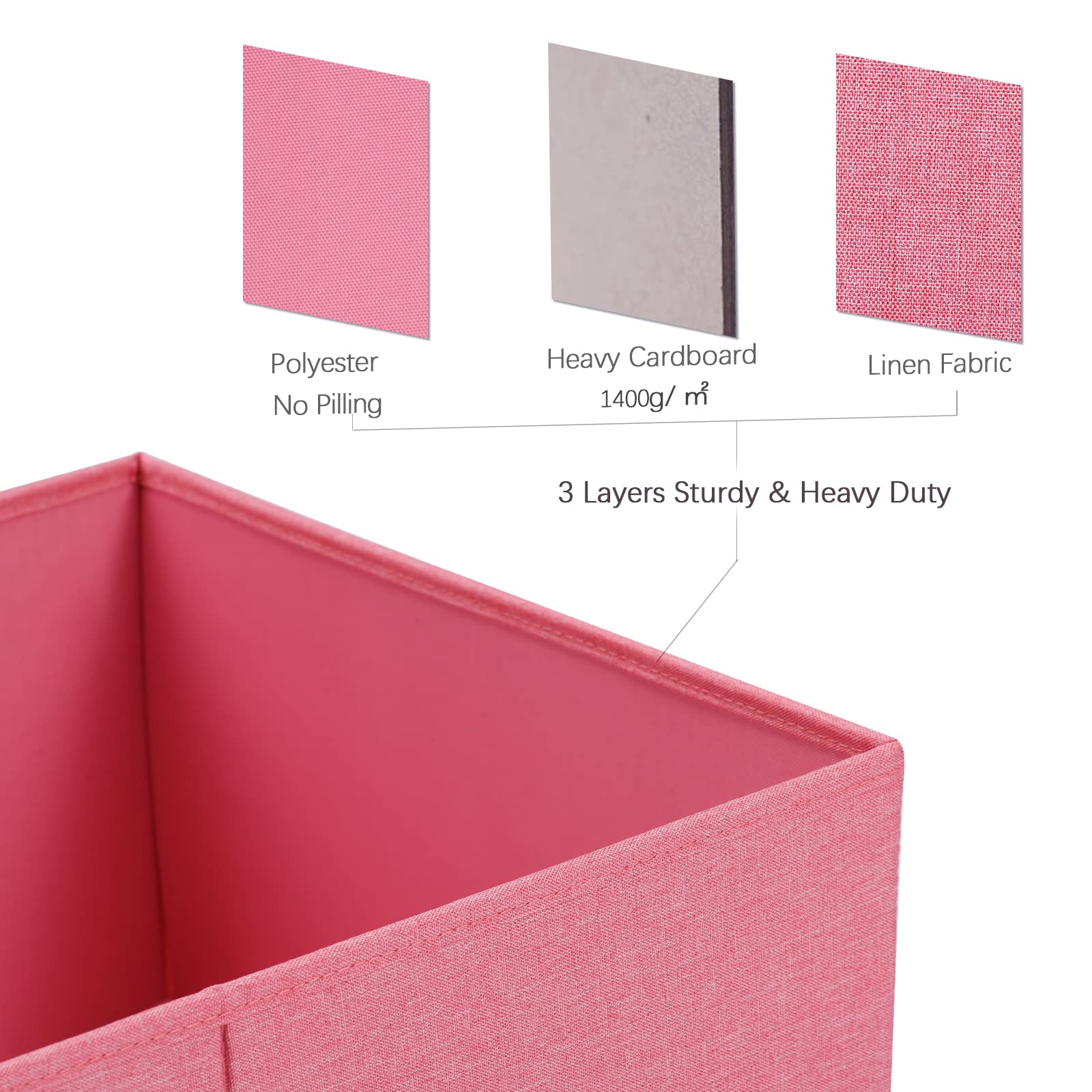 Hoonex Linen Foldable Storage Bins With Lids, 2 Pack, Storage Boxes With Carrying Handles And Sturdy Heavy Cardboard, 16.5'' L X