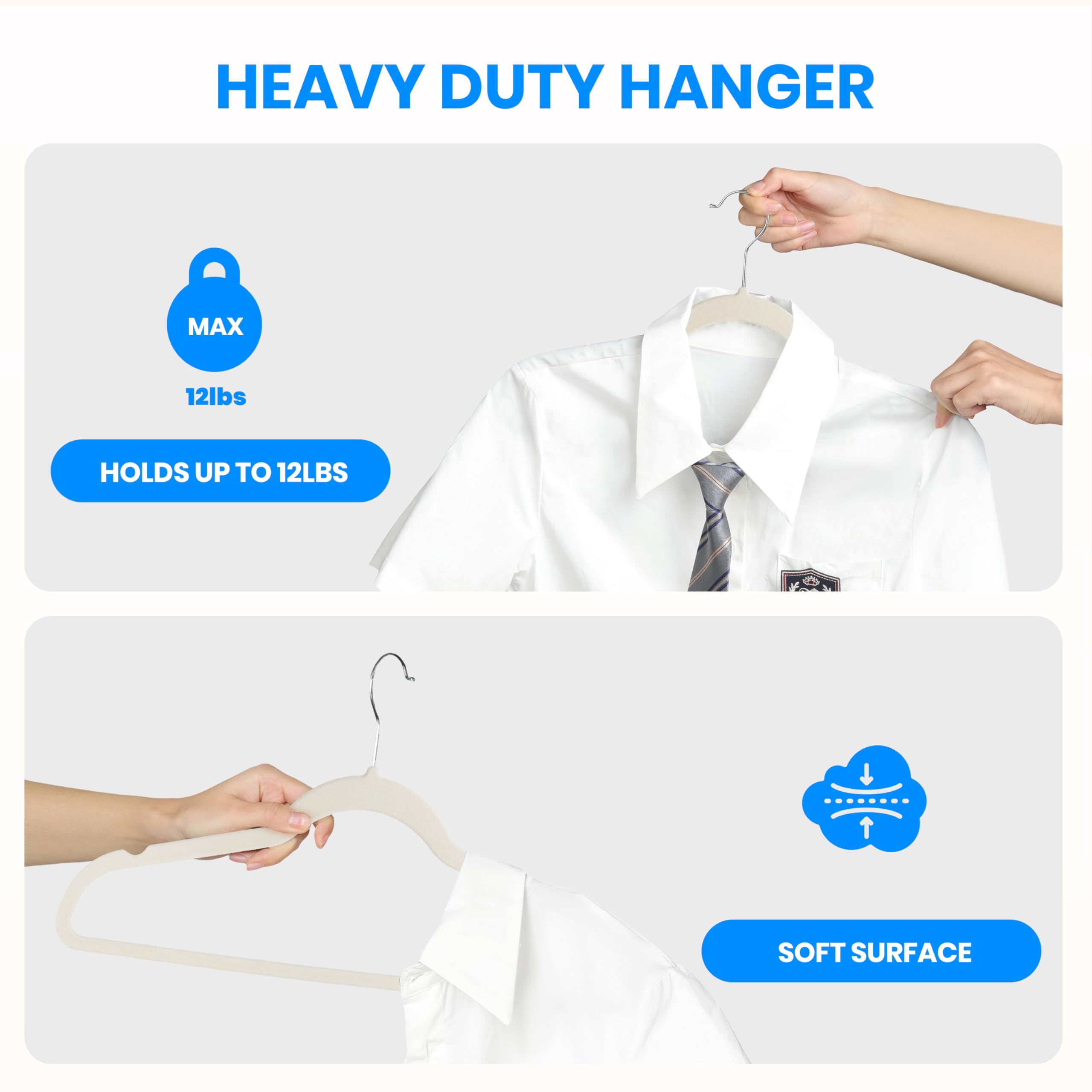 Simple Deluxe Velvet Hangers 30 Pack, Non-Slip Clothes Hangers With Shoulder Notches, 360 Swivel Hooks, Heavy Duty Coat Suit Han