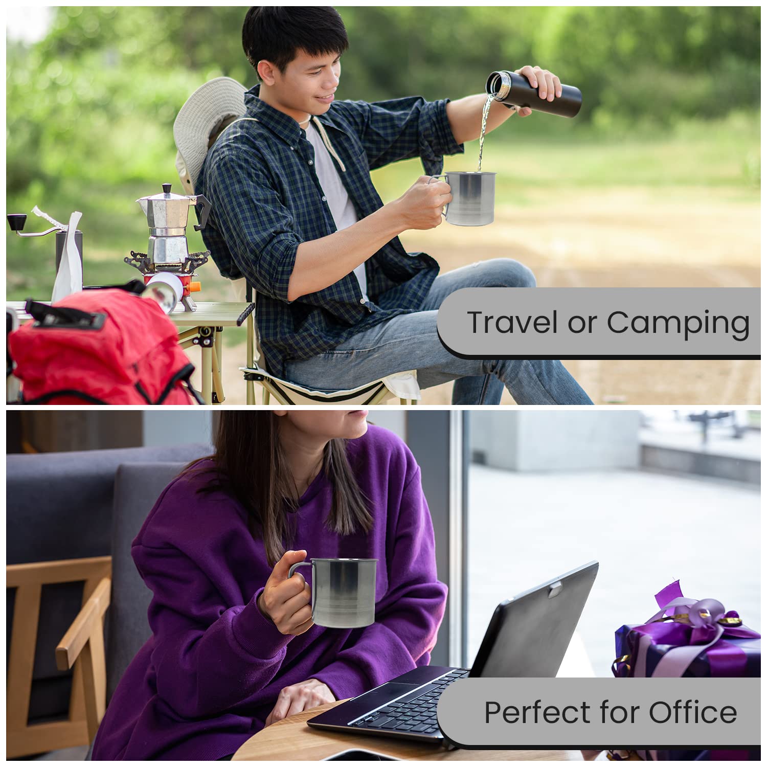 Tsyware Pack Of 6 Camping Coffee Mug Drinking Soup Cup (16 Oz)