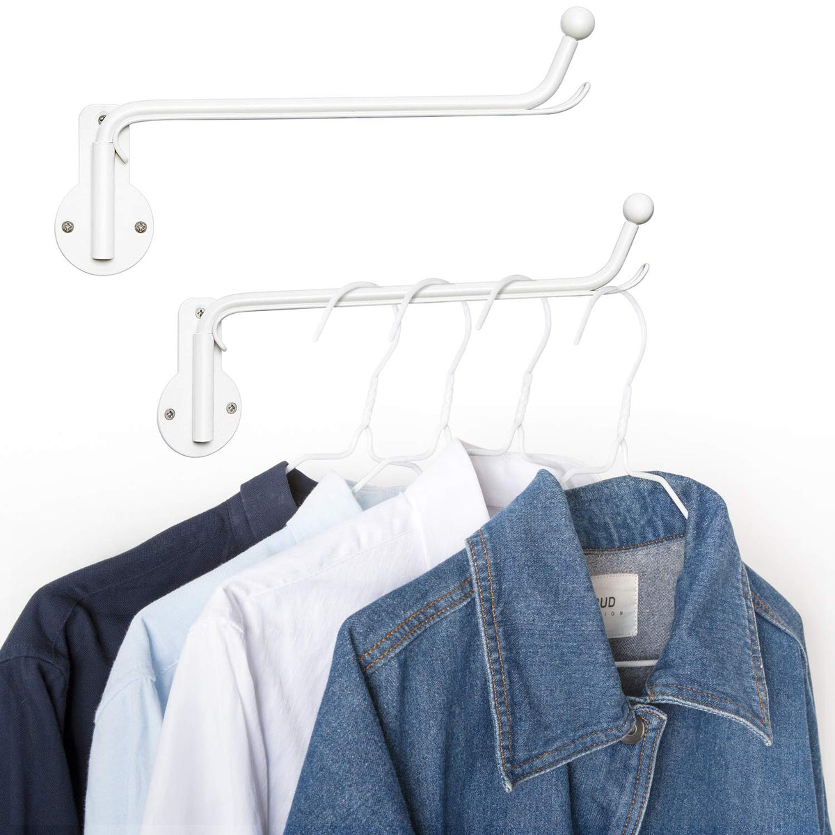 Mkono Wall Mounted Clothes Hanger With Swing Arm Holder Valet Hook Metal Hanging Laundry Drying Rack Space Saver For Closet Orga