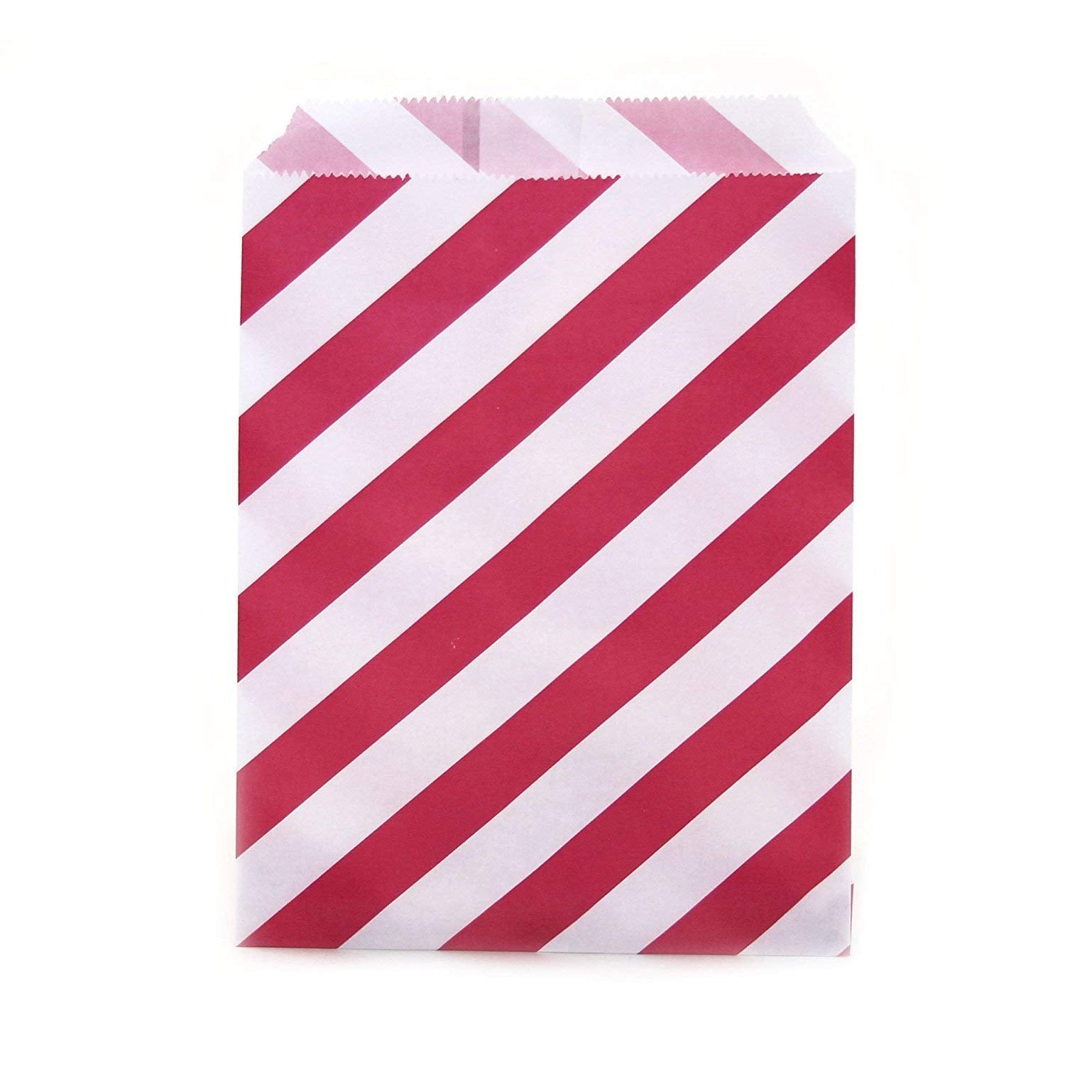 Tvoip 50 Pcs 5 X 7 Inches White And Red Striped Paper Bags,Holiday Wedding Christmas Favor Candy Treat Bags
