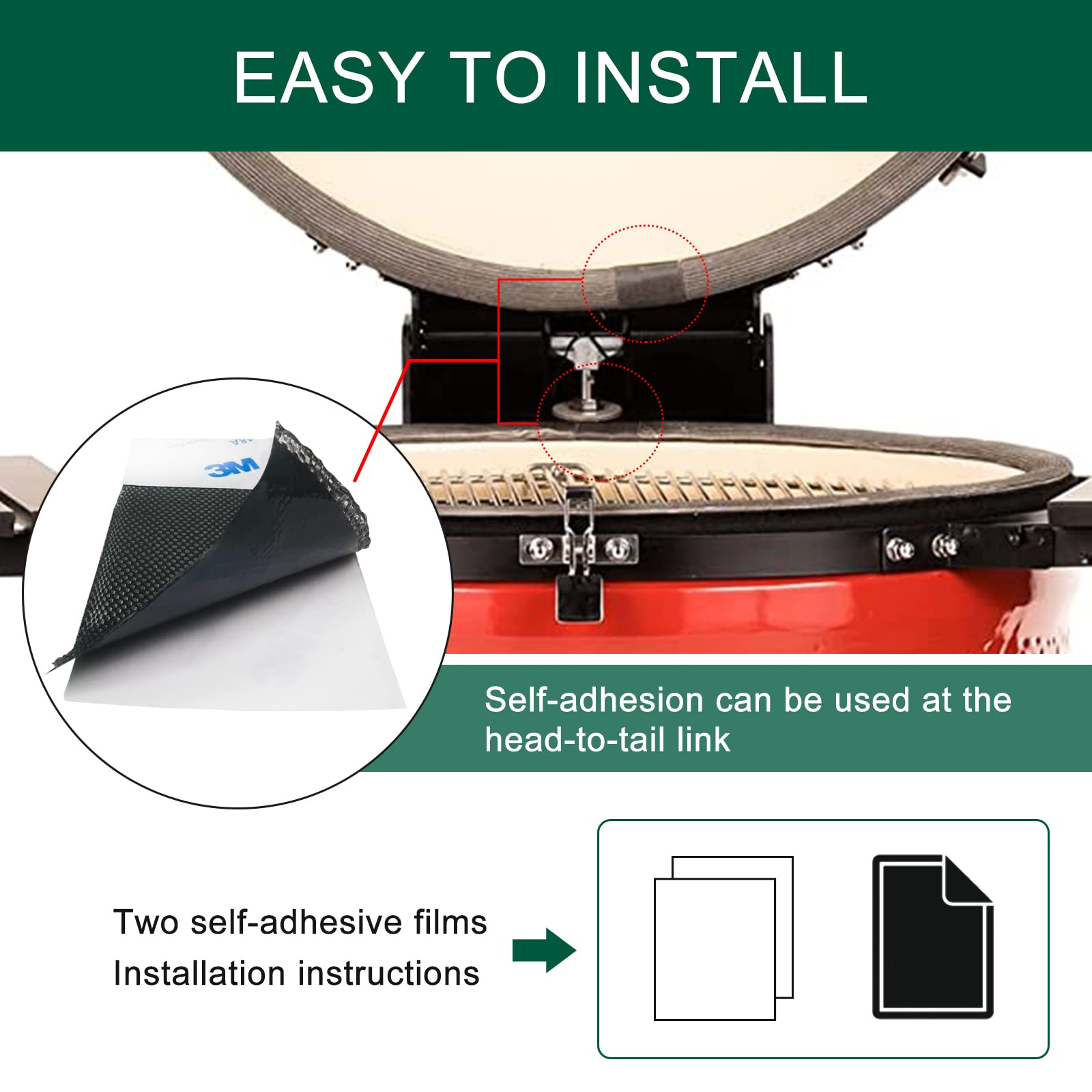 Quantfire Wire Mesh Gasket Kit For Kamado Joe Classic High Temp Fiberglass Gasket Replacement Bbq Smoker Seal Accessories Self S