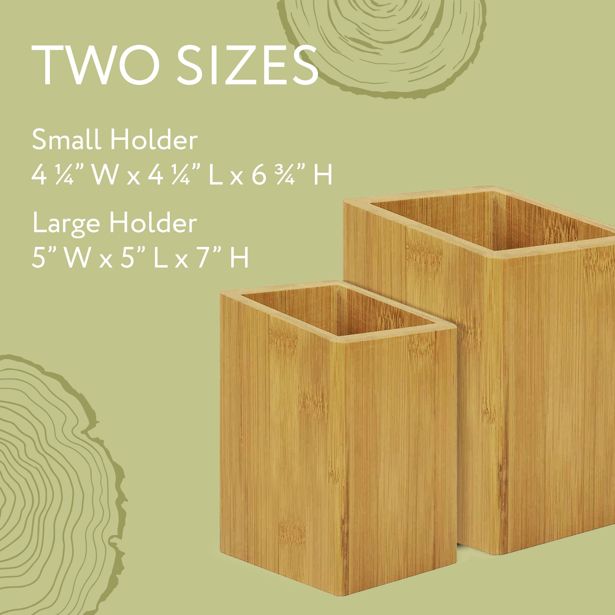 Impresa [2 Pack] Bamboo Utensil Holder For Clutter-Free Kitchen - Stylish Kitchen Utensil Crock For Elegant Display And Storage
