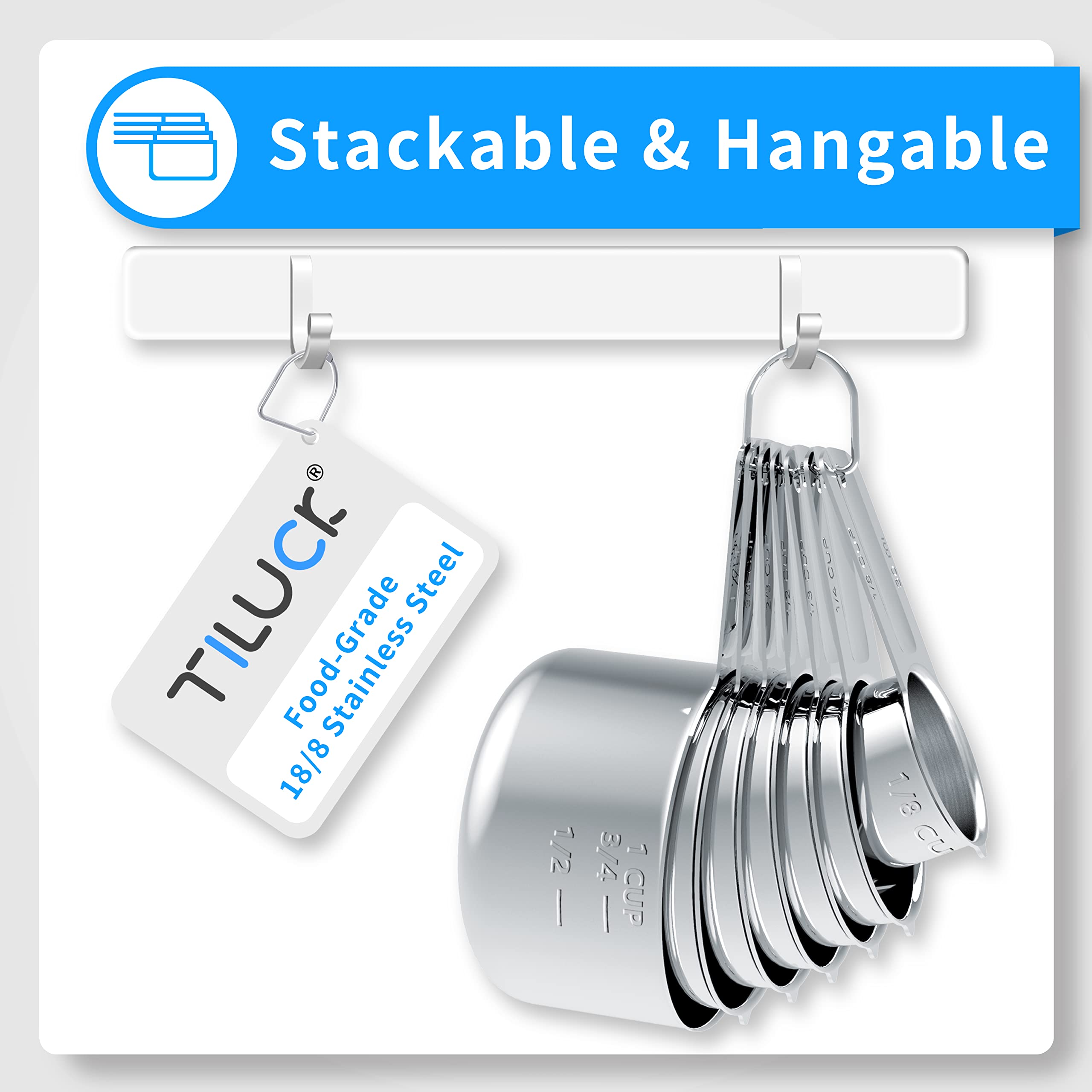 Tiluck Stainless Steel Measuring Cups & Spoons Set, Cups And Spoons,Kitchen Gadgets For Cooking & Baking (Xx-Large)