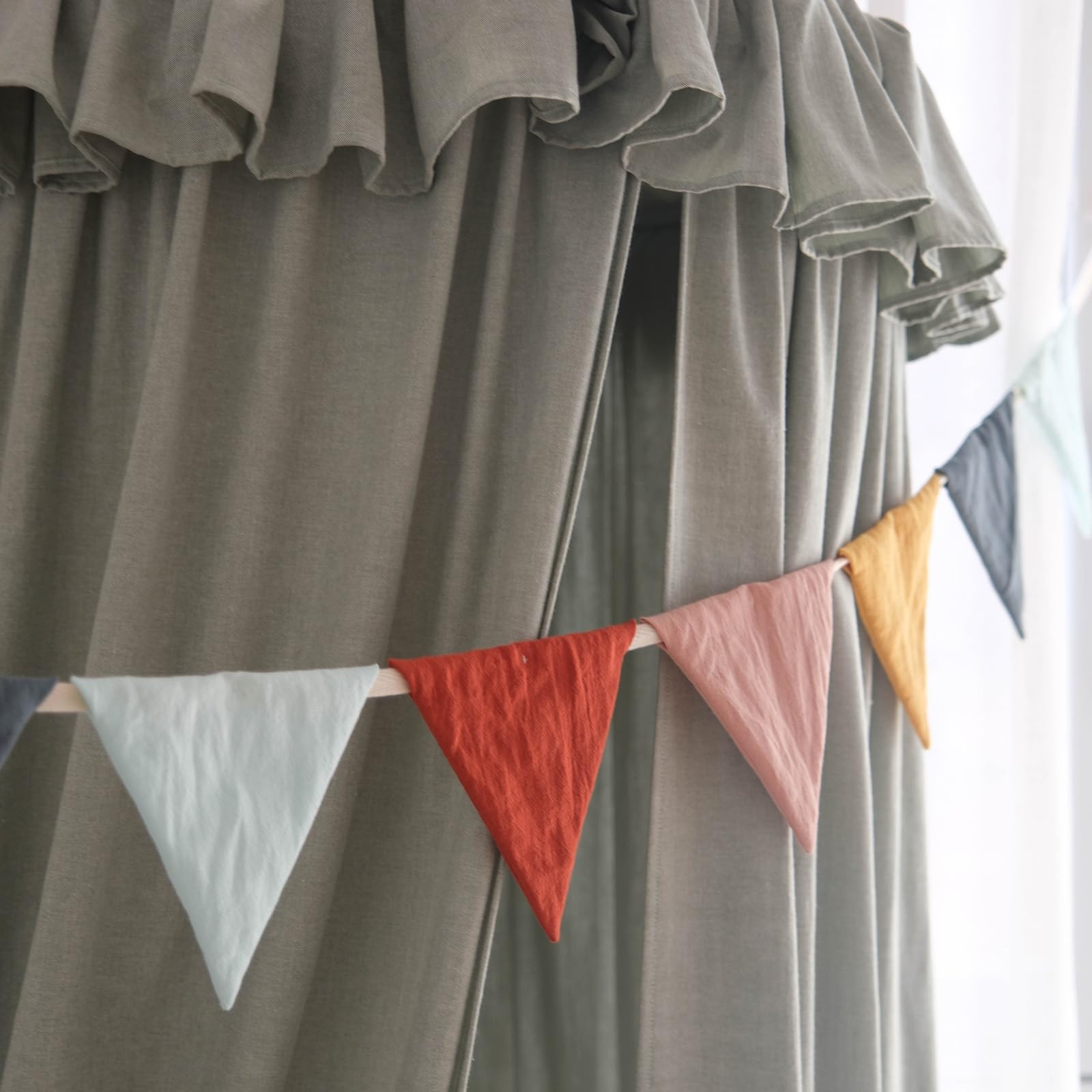 3.9ft Half Circle Cotton Banner - Double-Sided Nursery & Kids Room Decor for Tents, Birthday Parties | Soft Pastel Hanging Penna