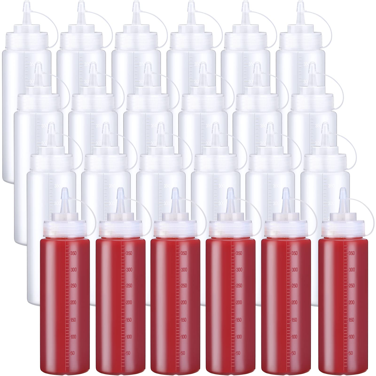 24 Pcs 12 Oz Plastic Condiment Squeeze Bottles Squeeze Leak Proof Multipurpose Squirt Bottles With Twist Top Cap For Sauces Ketc
