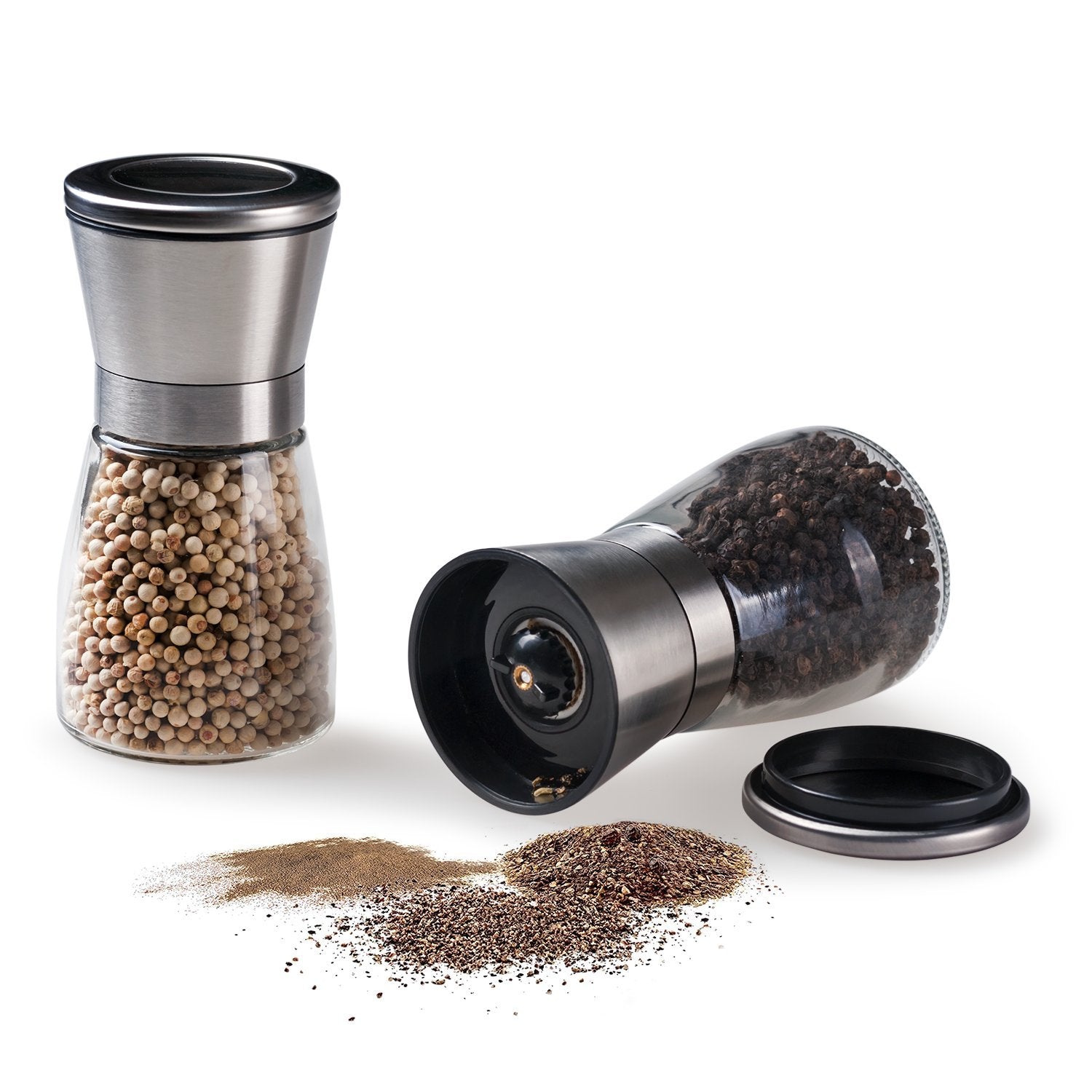 Deiss Pro Salt And Pepper Mill Set - Salt Grinder And Pepper Grinder With Adjustable Ceramic Rotor - Stainless Steel Salt And Pe